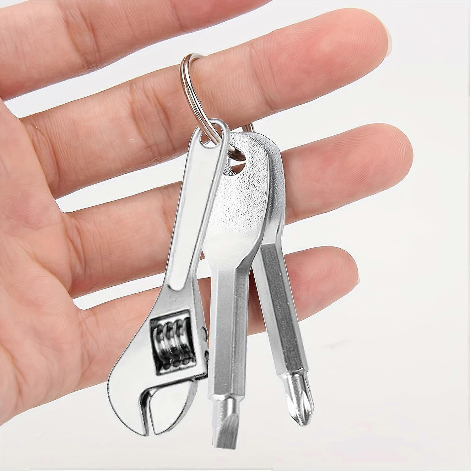 3pcs Mini Portable Screwdriver Set for Camping Accessories, Multifunctional Mini Wrench Key Ring- Universal Tool for Car, Bike