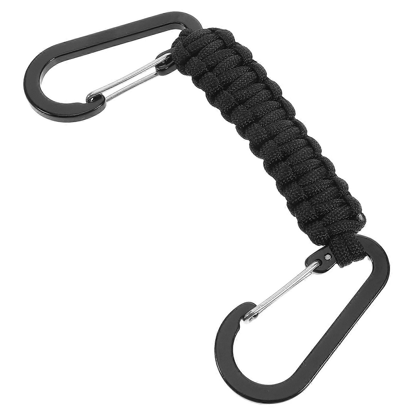 Black Paracord Keychain Carabiner Clip for Camping Hiking 3Pcs Set