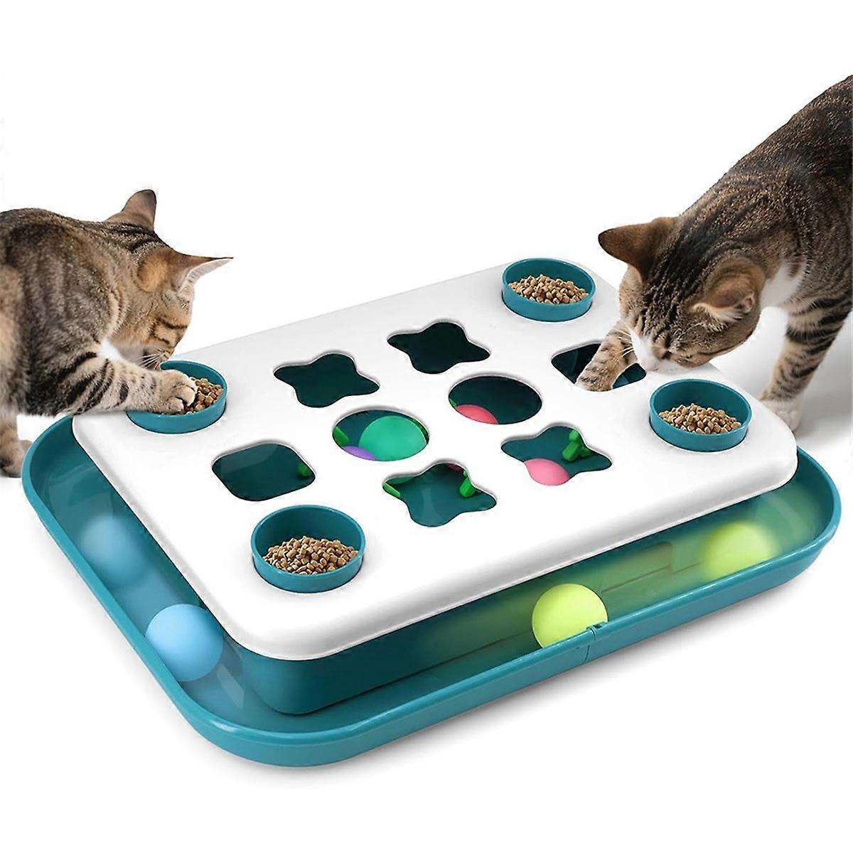 Cat Treat Puzzle Toy - 2 in 1 Interactive Track Ball Toy & Food Puzzle Slow Feeder for Indoor Cats, Game for Kitten