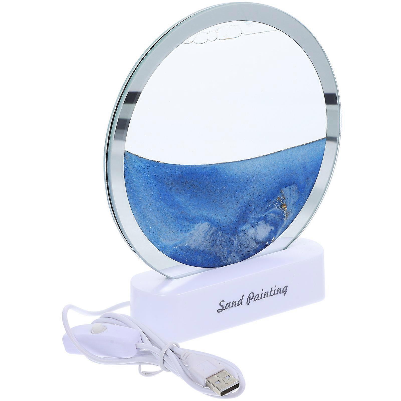 Blue 3D Sand Art Lamp for Home Table Decoration 3Pcs Set
