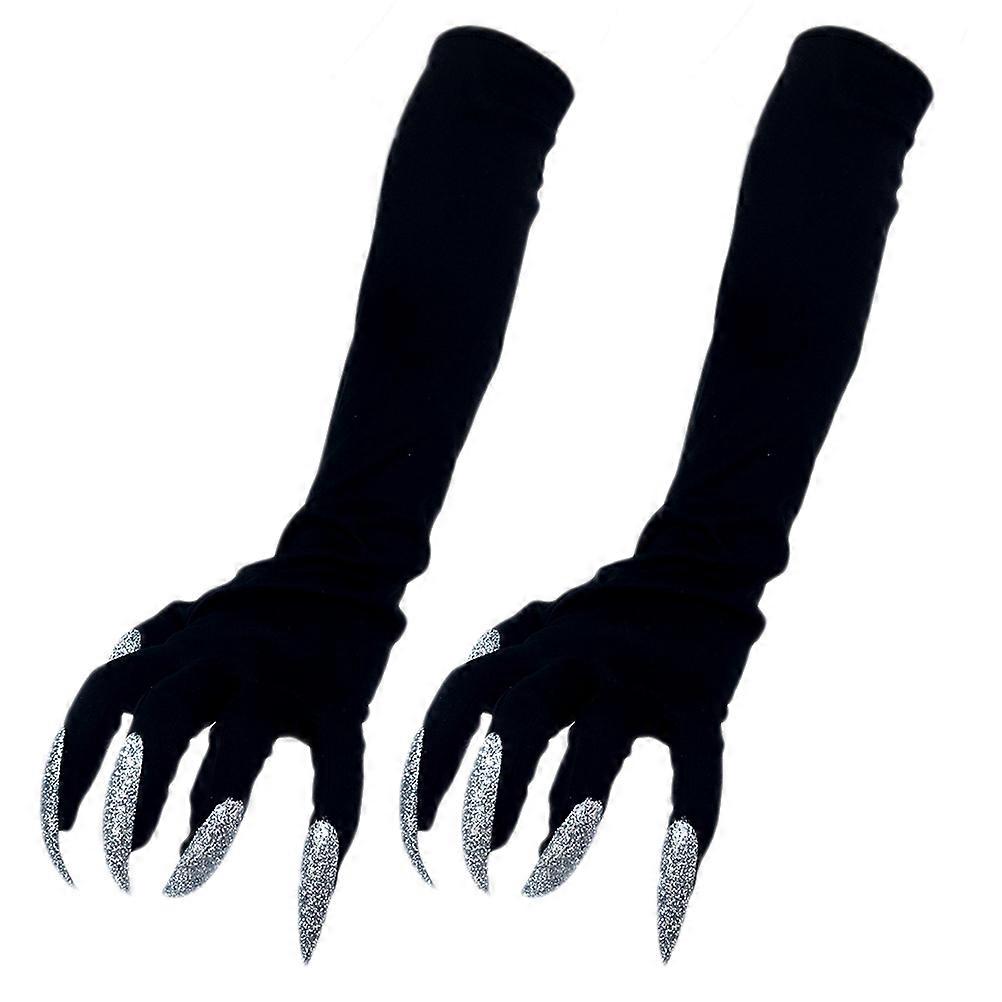 Full Finger Gloves Halloween Costume Prop for Party Use 3Pairs Black