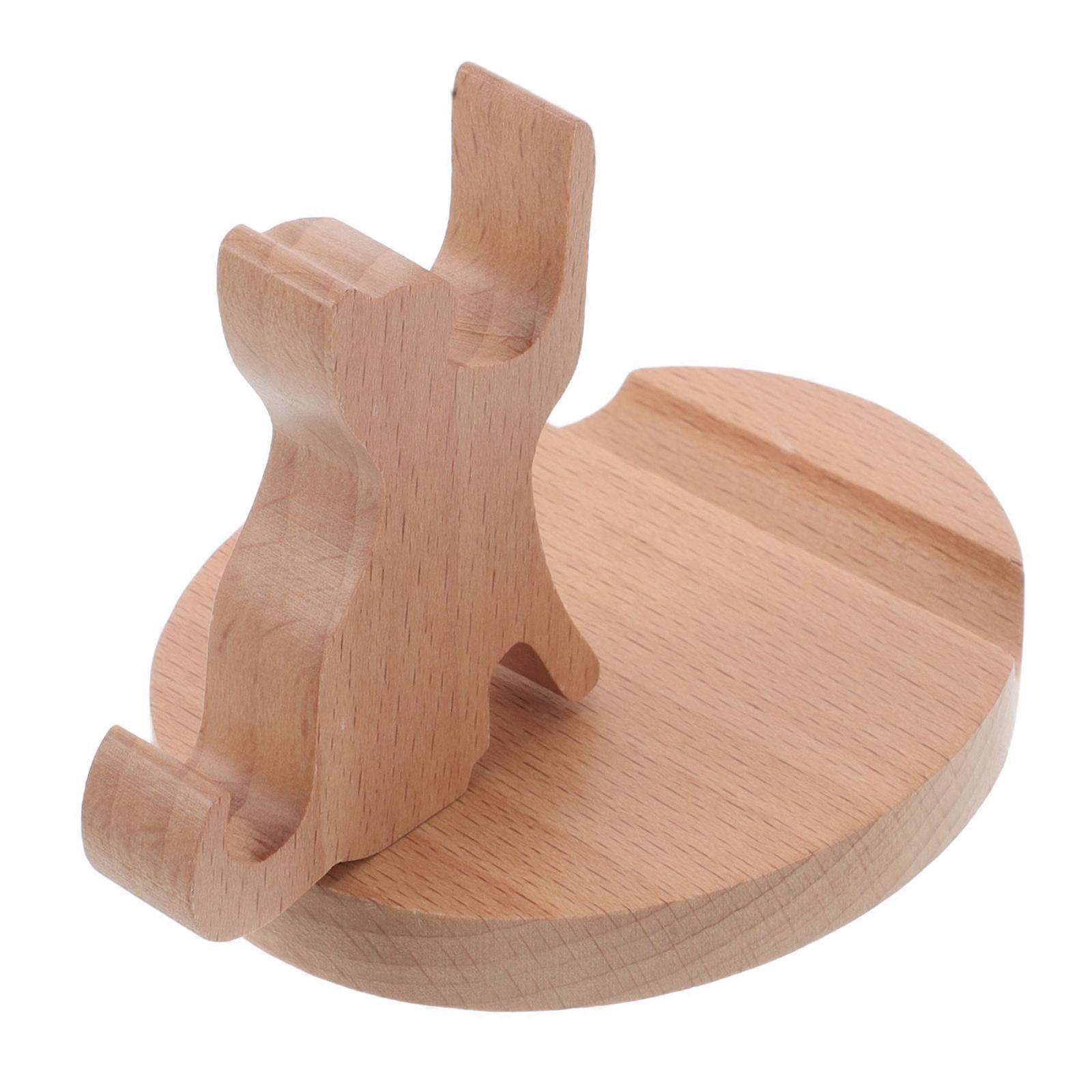 3Pcs Wooden Cat Mobile Phone Stand Holder for Desktop Use