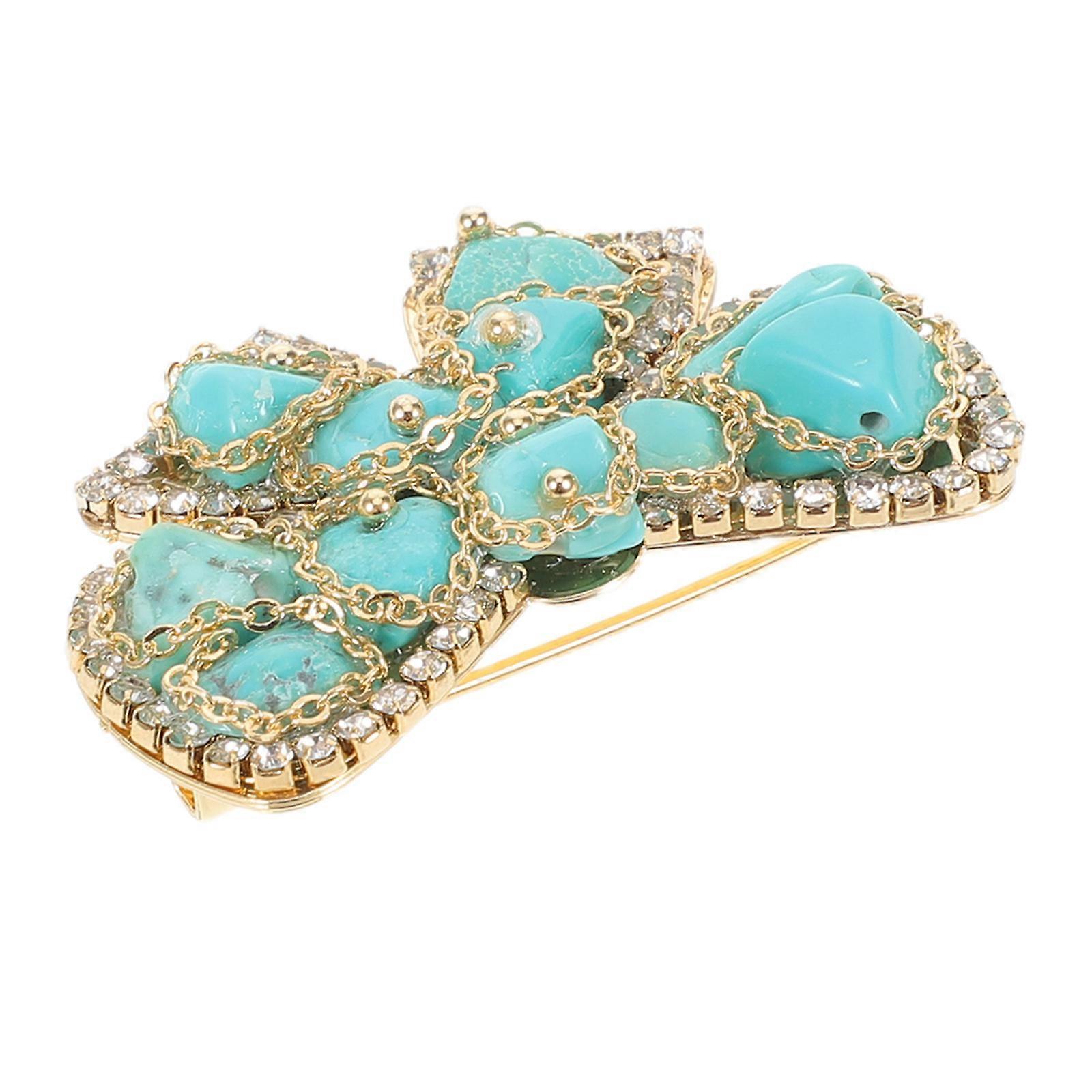 Turquoise Bow Lapel Pin for Clothing Set Including 3Pcs Brooch Pins