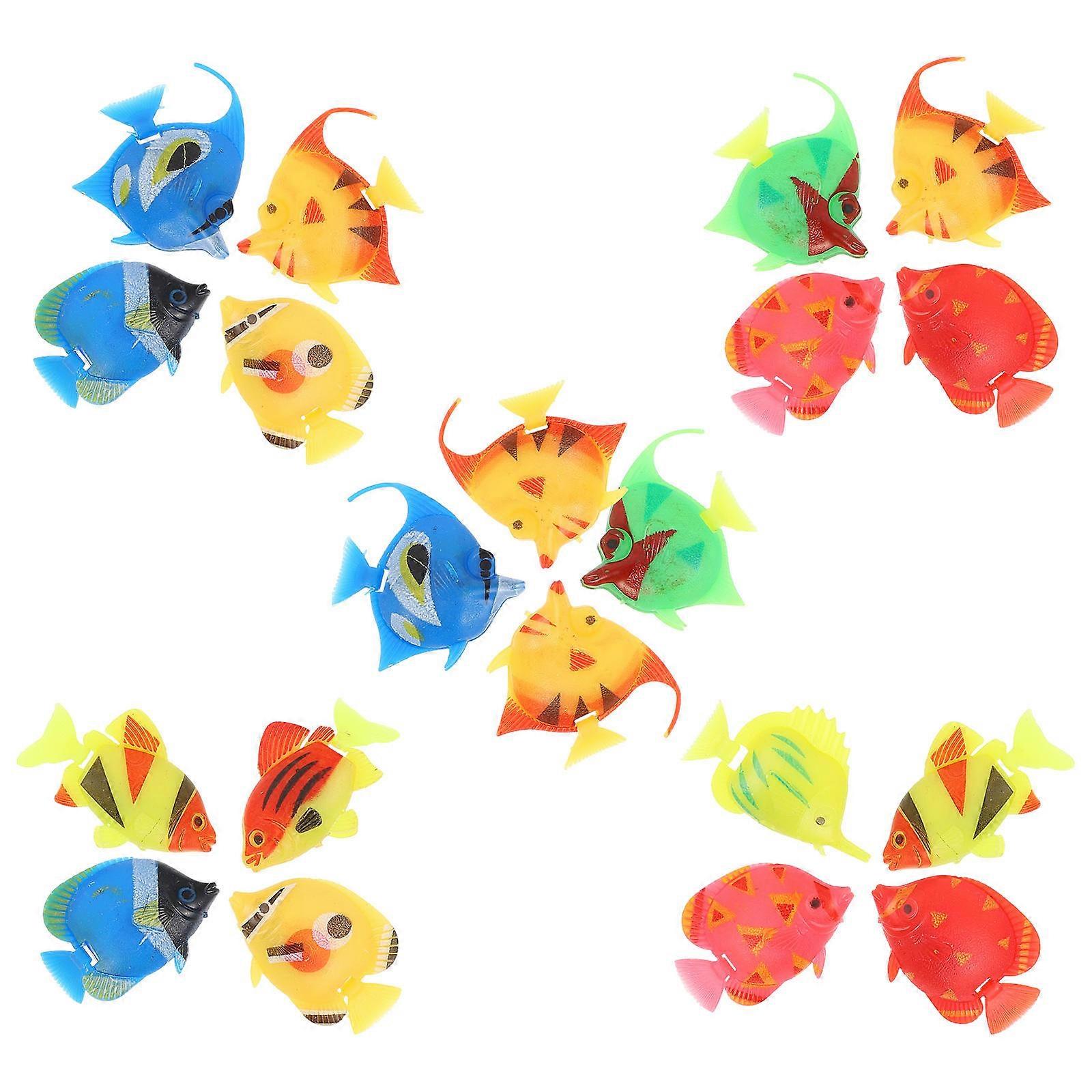 Simulation Fake Fish Plastic Floating Aquarium Decor with 40Pcs
