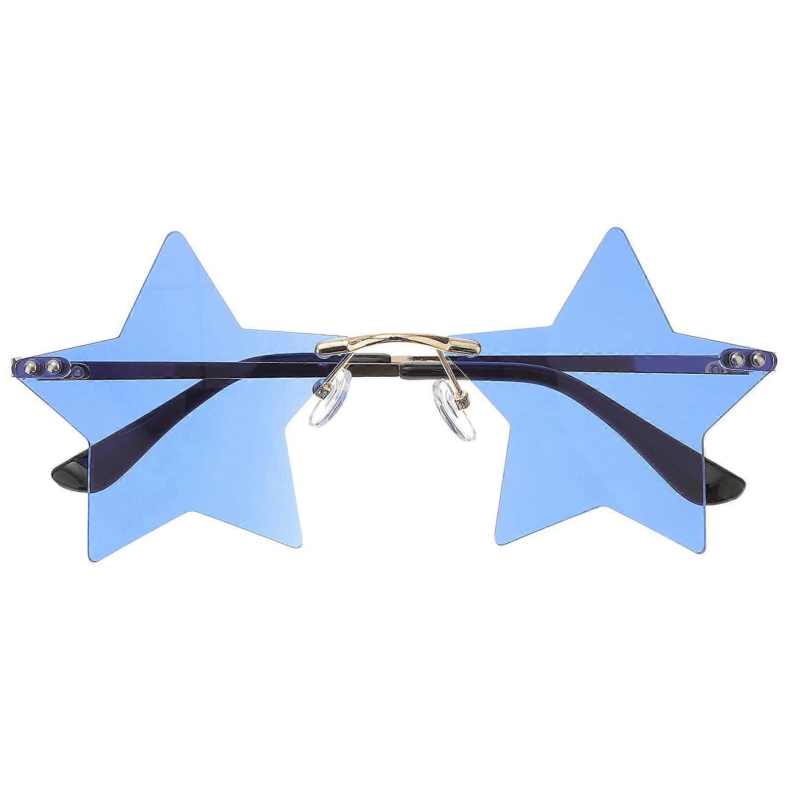 Shaped Glasses Rimless Sunglasses for Party 3Pairs Blue
