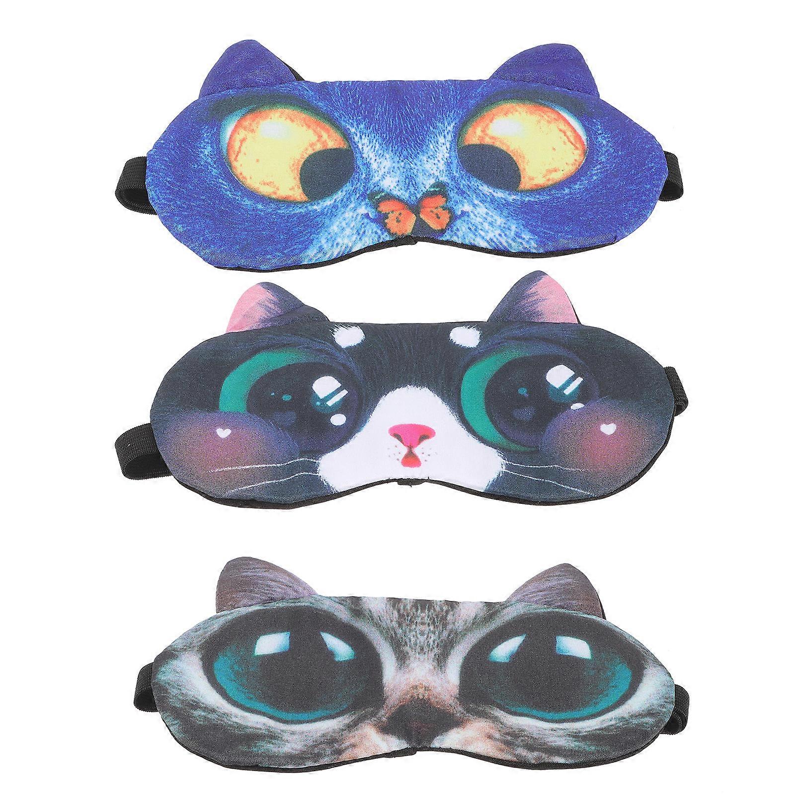 Eye Mask Sleeping Cat Pattern Sleeping Eye Mask For Brightly Lit Environments In Assorted Color With Light Blocking Feature 9Pcs
