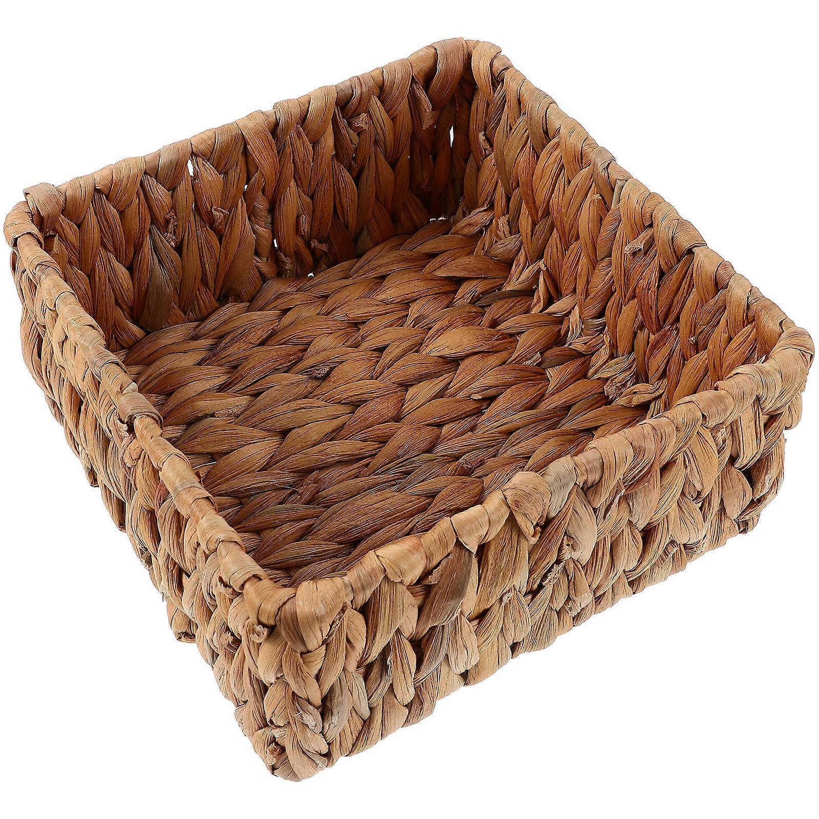 Desktop Basket 4Pcs Square Storage Container For Nursery Classroom Practical Organization Light Brown Color