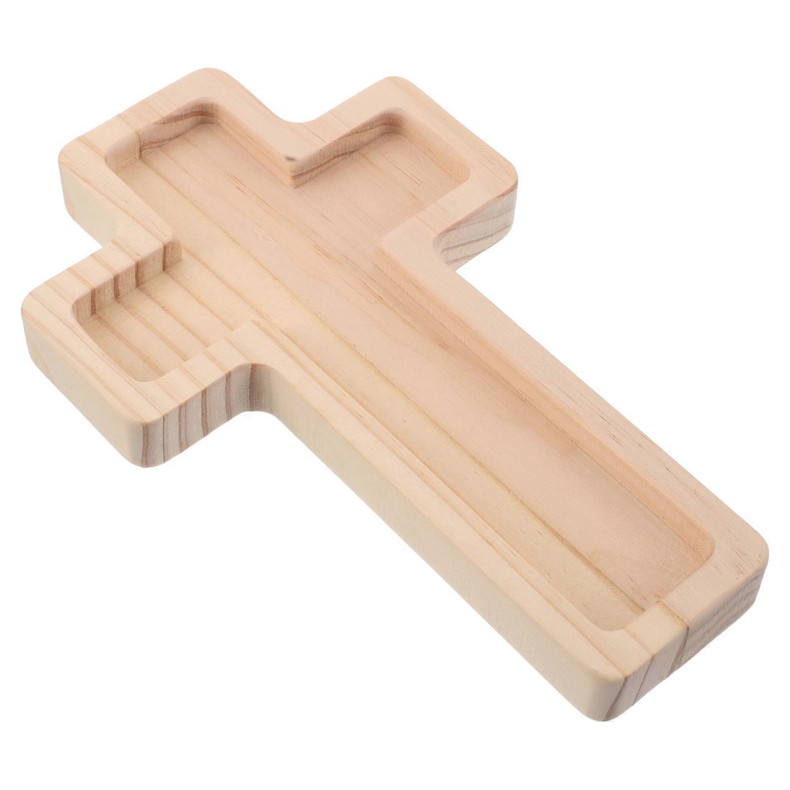 Cross Shaped Wooden Serving Tray for Dining Table 4Pcs Pack