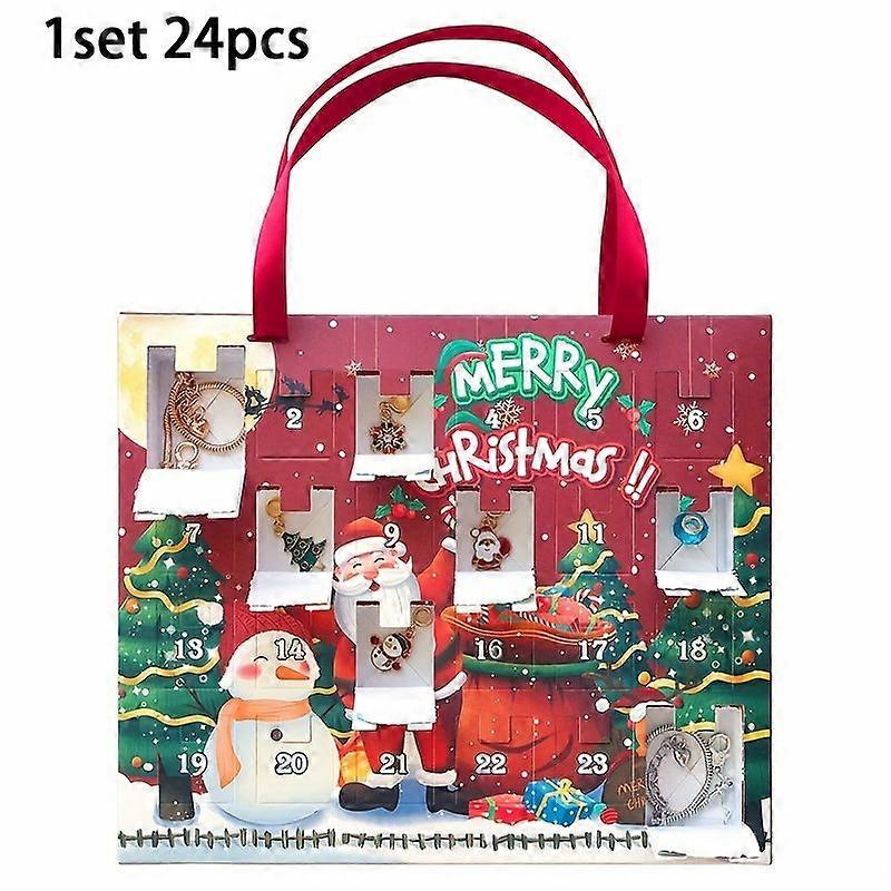 Σετ Minglan/24 τεμάχια δημιουργικό κουτί τυφλών βραχιολιών κοσμημάτων 24 πλέγμα Χριστουγεννιάτικο ημερολόγιο αντίστροφης μέτρησης Σετ βραχιολιών έκπληξη Χριστουγεννιάτικα δώρα