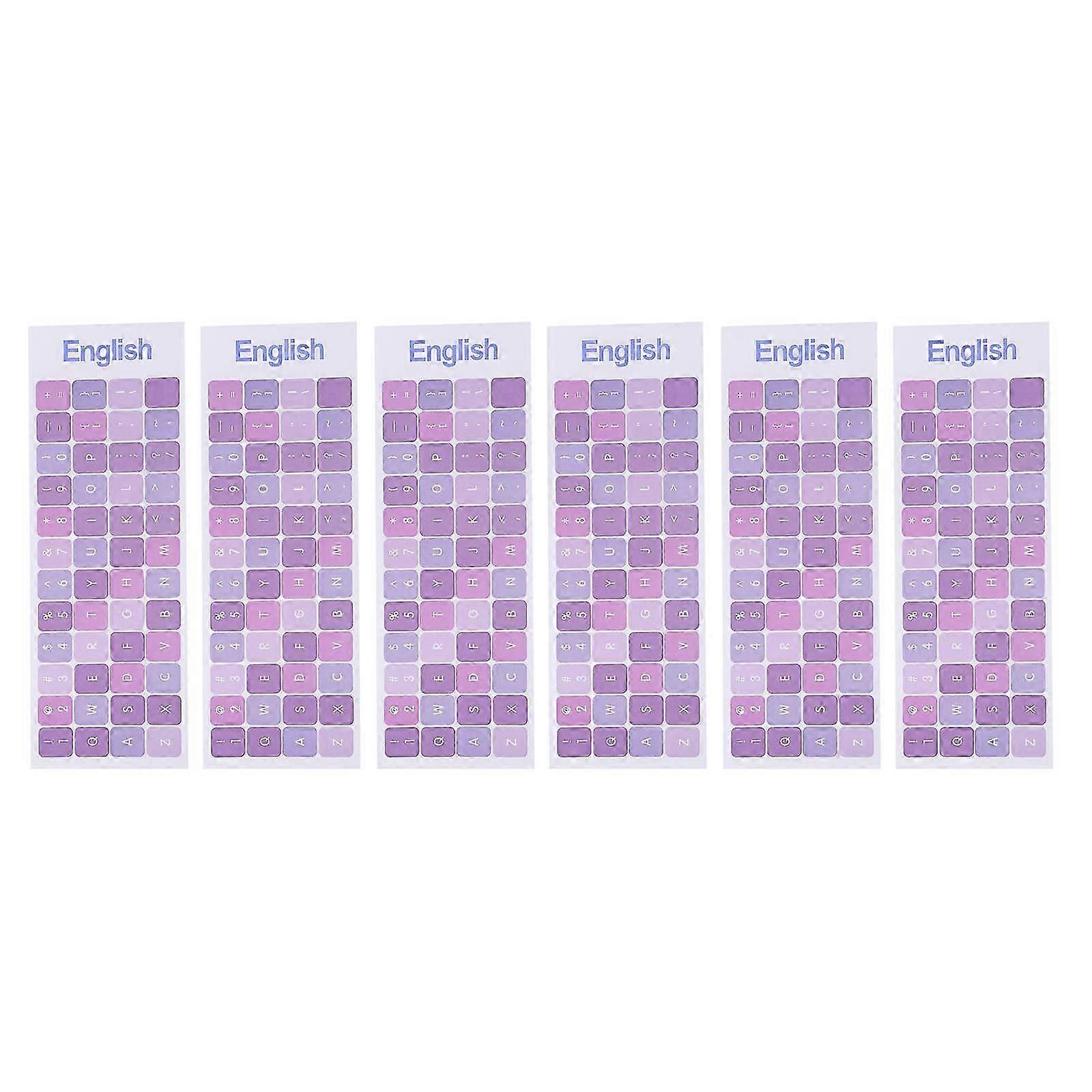 Laptop Keyboard Stickers Universal Purple 18.4X6.7X0.01CM PVC Replacement for Computer Laptop 6Pcs