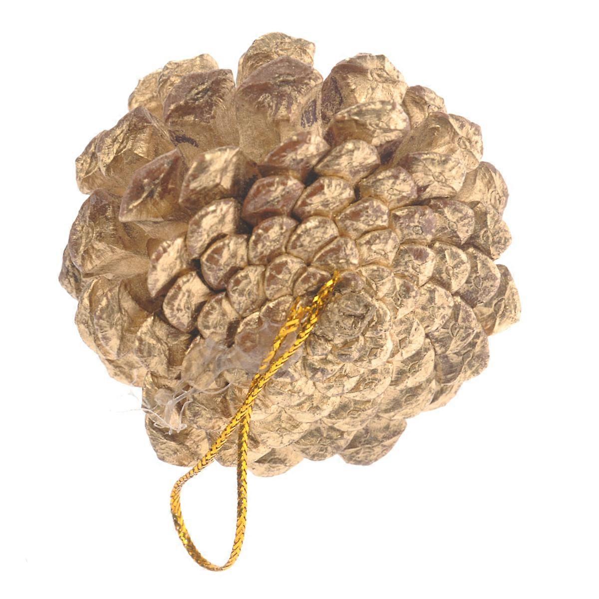 Christmas Tree Natural Pinecone Decorative Golden for Decor 9Pcs Set