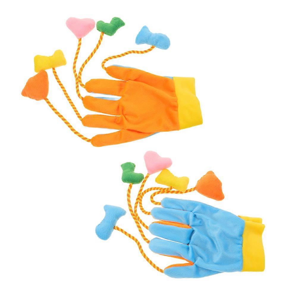 Cat Plush Teaser Glove Toy Interactive for Play 6Pcs with Bell