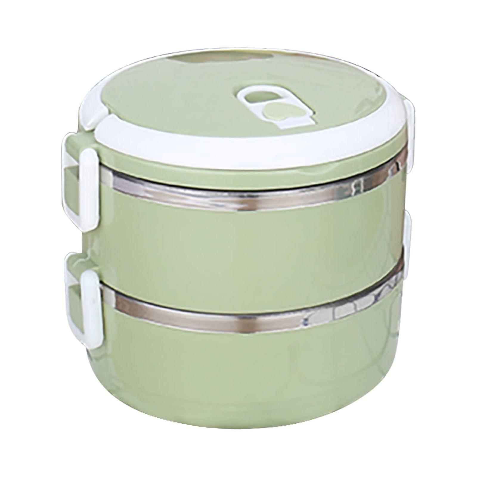 BSJJY Thermal Lunch Box, 2 Layer 1400ml, Stackable Insulated Stainless Steel Food Container with Seal, Vintage Style