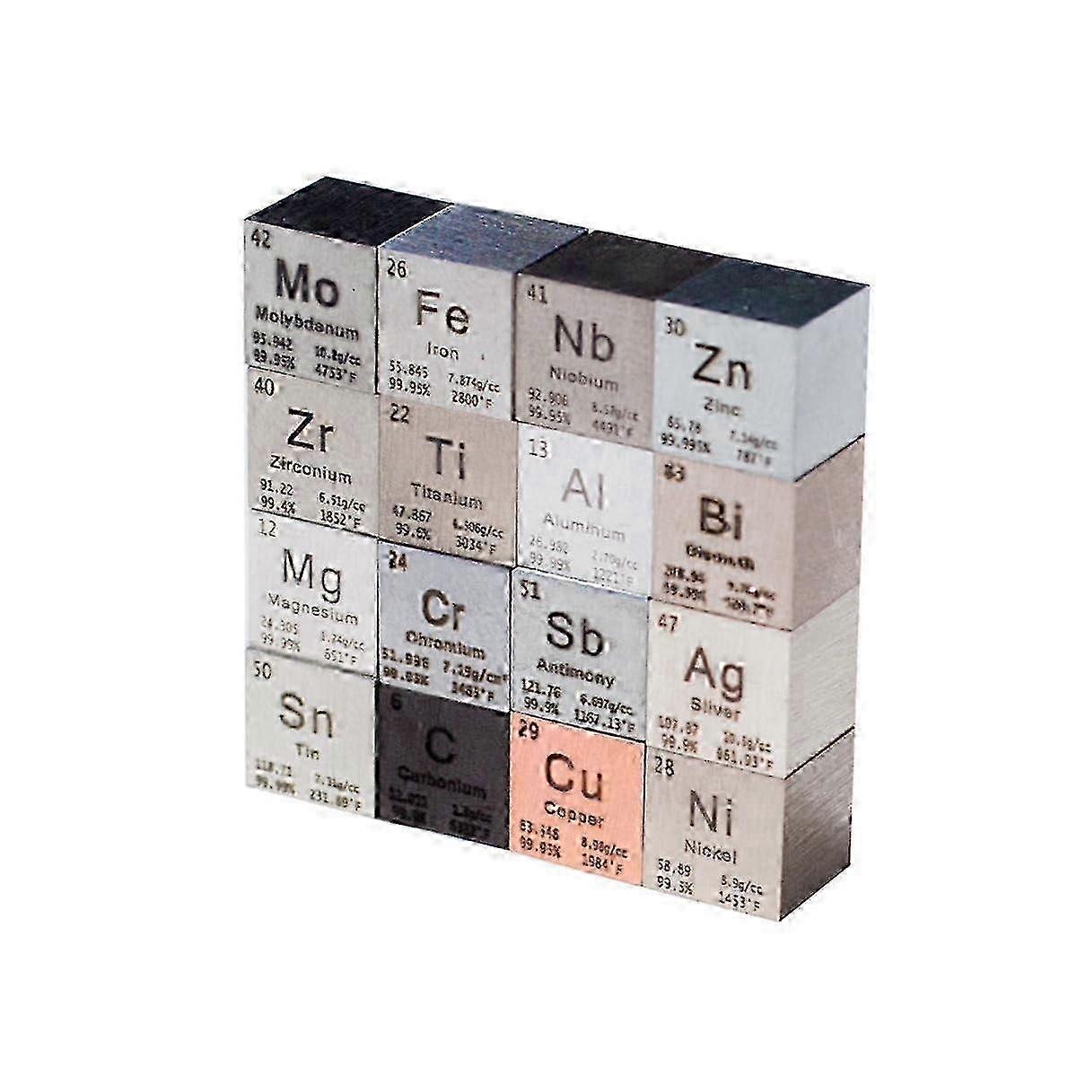 Elements Cube Set- 10mm Elements Cubes Aluminum Titanium Copper Tungsten Dice For Elements Periodic Table Collections 26s