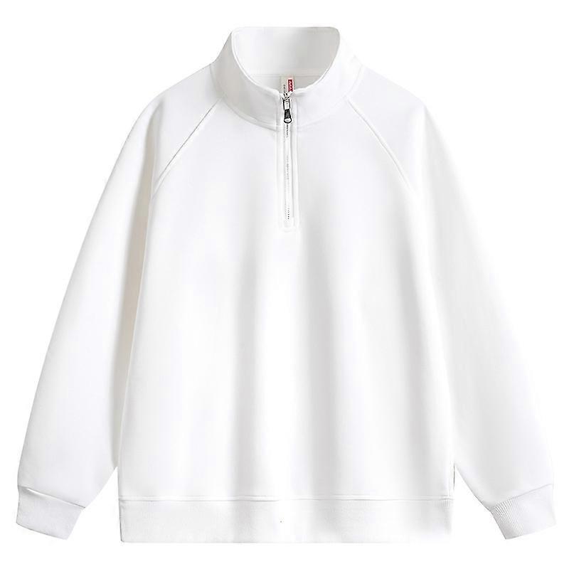 Pull-over décontracté à manches longues et col montant, coupe ample, demi-zip