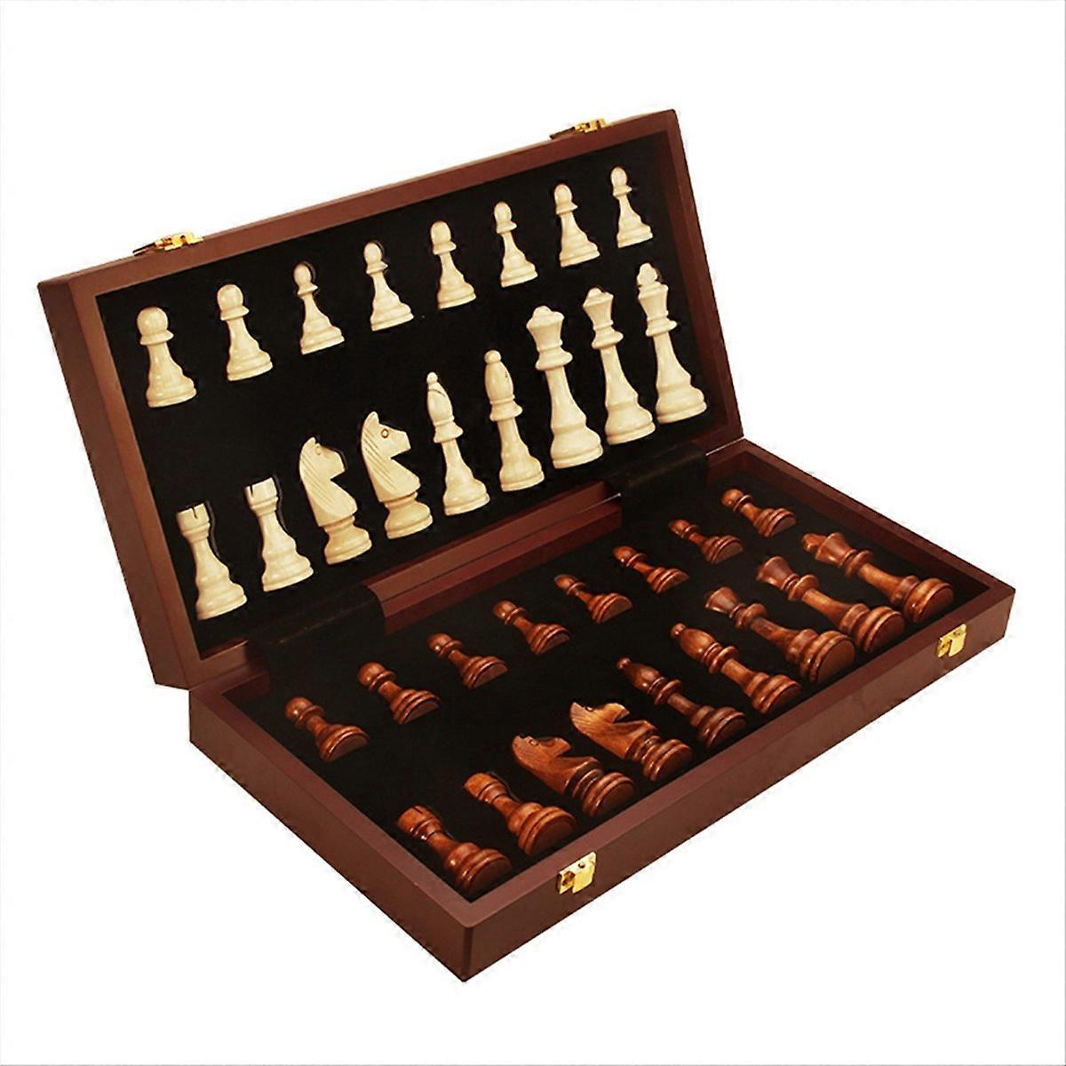 Chess Set Wooden Folding Big Traditional Classic Handwork Solid Wood