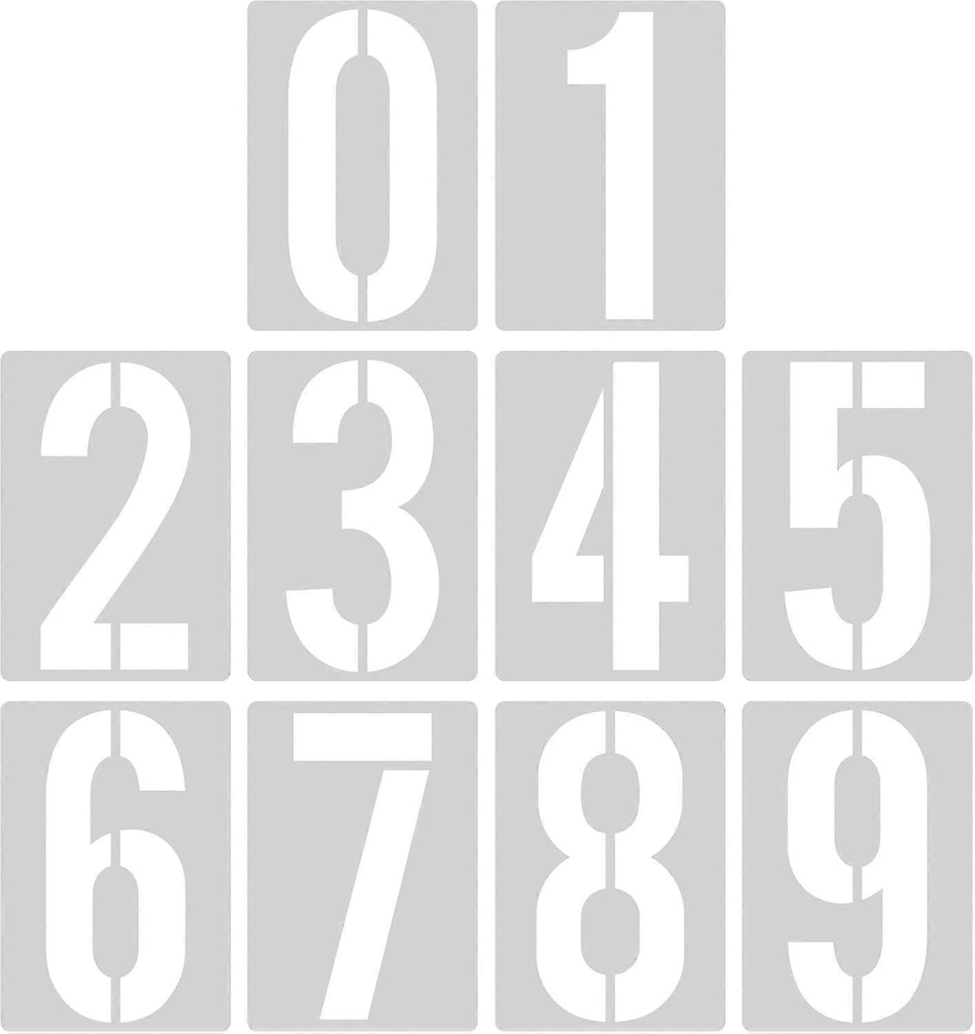 25-26 20cm (8) Large Number Stencils, 0 to 9 Number Template Plastic Reusable Curb