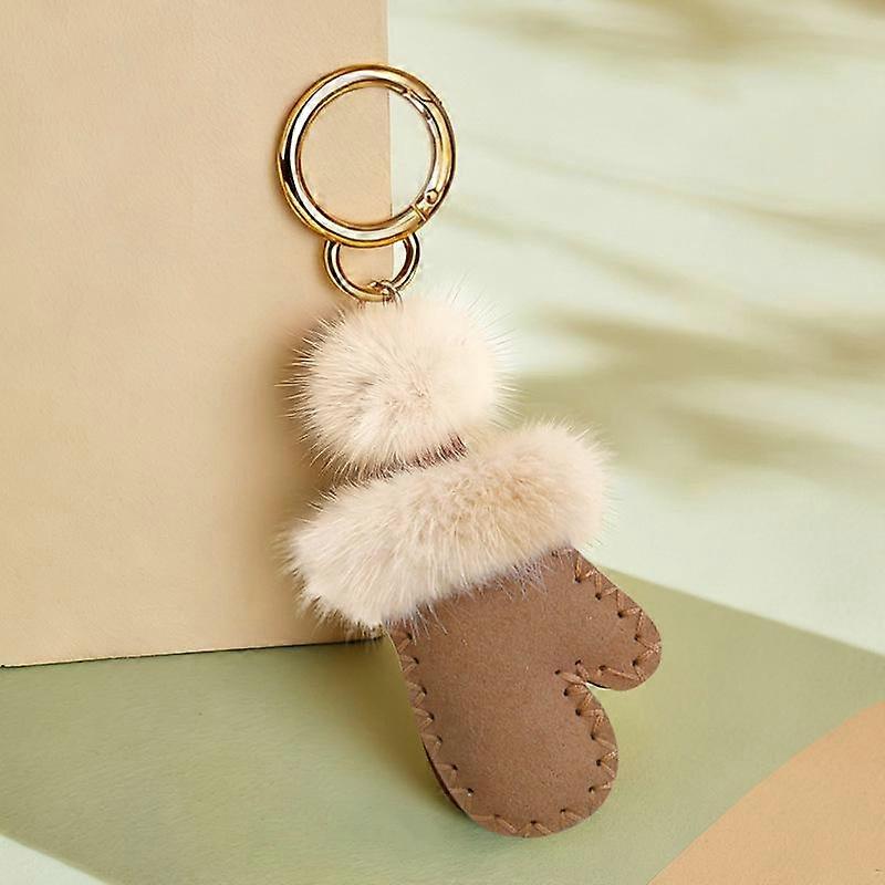 Artificial Mink Fur Keychain Gloves Shaped Pendent Car Key Bag Keychain Plush Key Holder Gloves Bag Charms