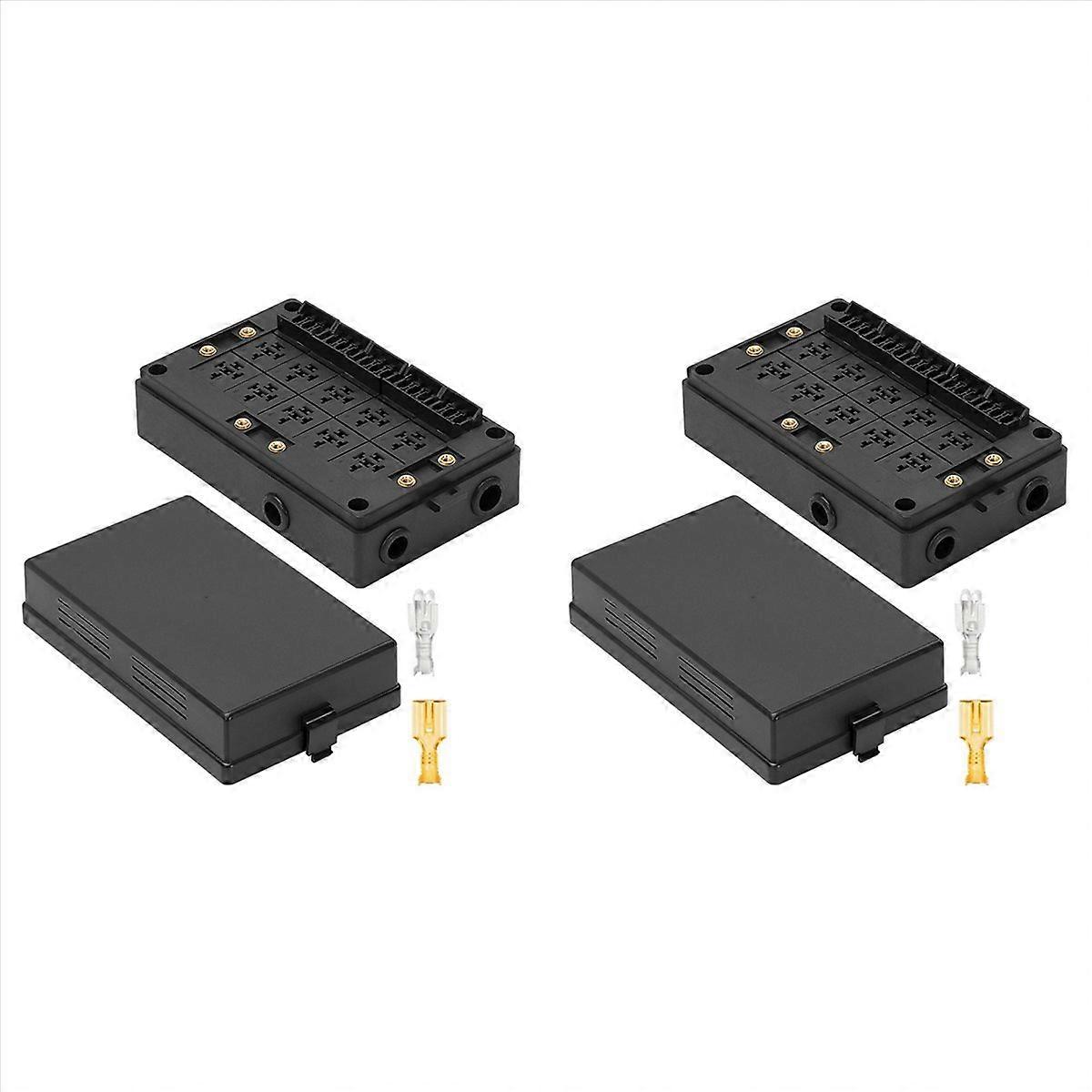 12V Fuse Relay Box Block for Car, Truck - 10 Slot Style Relay Holder