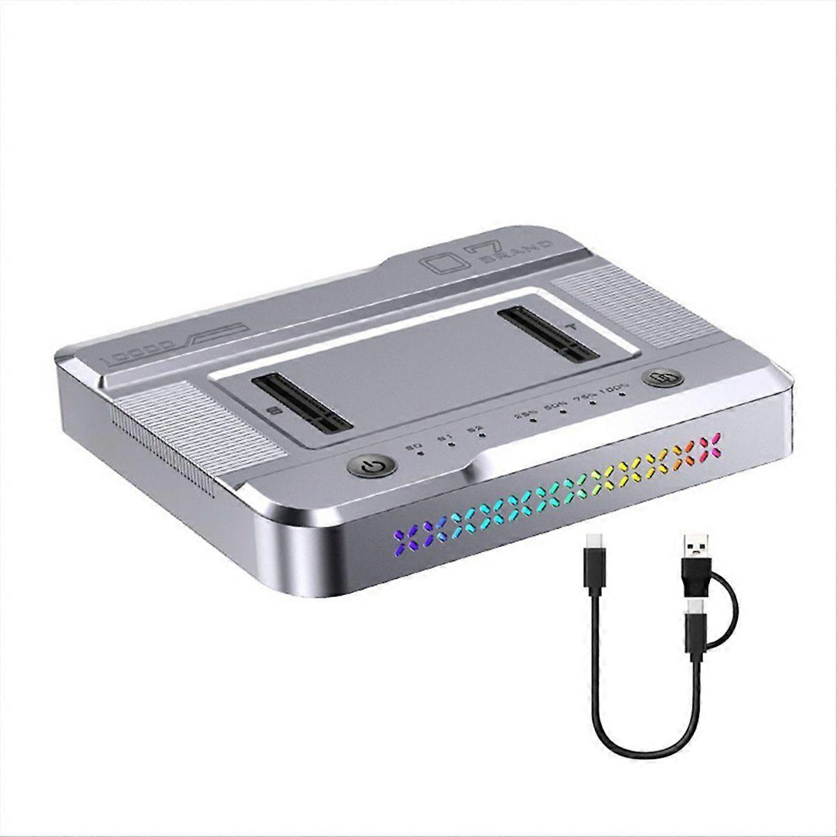 Dual-Bay M.2 NVME NGFF SSD Docking Station with RGB, USB3.2 GEN2 Type C 20Gbps Data Transfer, OFFli