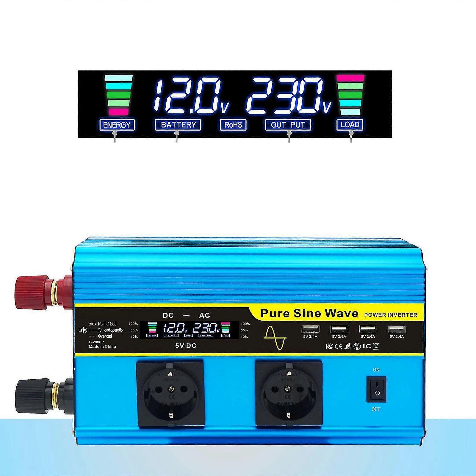 High power inverter 8000w  12V to 230V dual voltage display European standard inverter uk