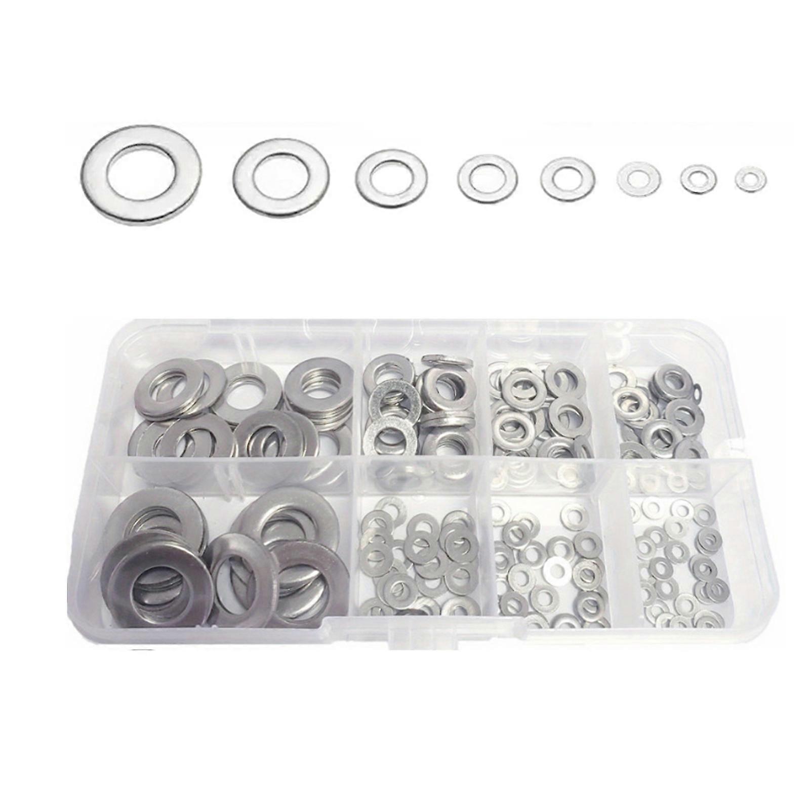 Flat Washers,180Pcs 8 Sizes Flat Washers Assortment Set, 304 Stainless Steel Assorted Hardware Washers Multicolor