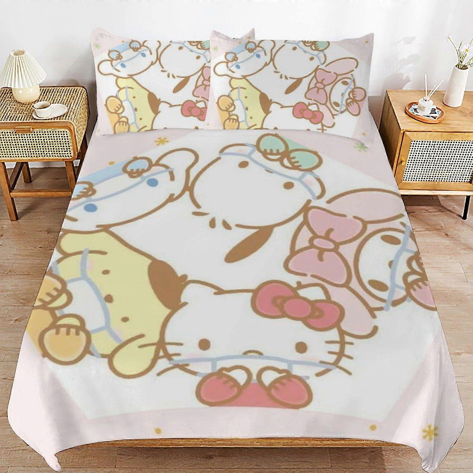 W252 Sanrio Daily Comfort Soft Durable Zipper Structure Comfortable Fabric Duvet Cover Sets Sleeping Essentials M252