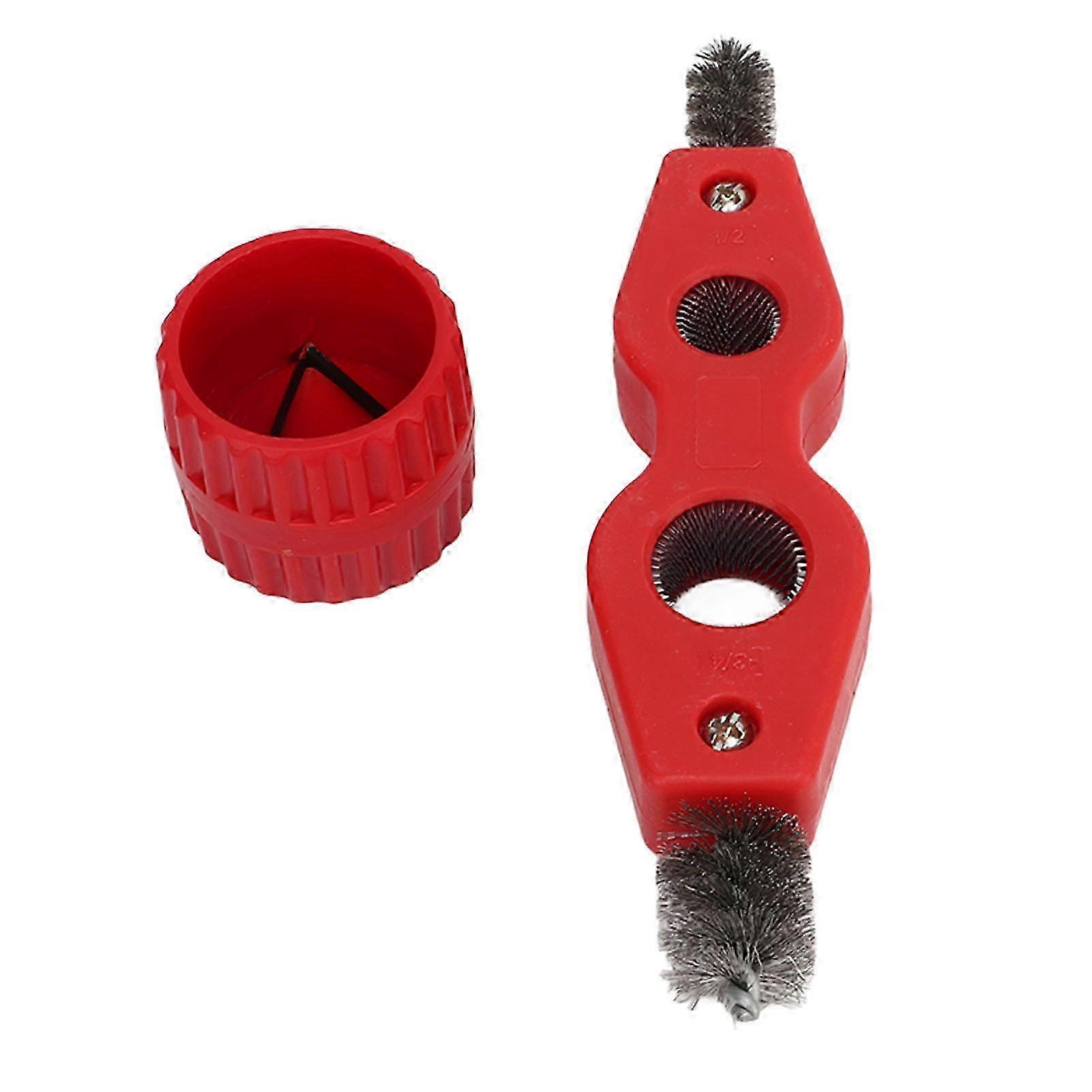 Red Color Copper Pipe Cleaner Reamer with Pipe Cleaning Brush Copper Pipe Polishing Chamferer Kit