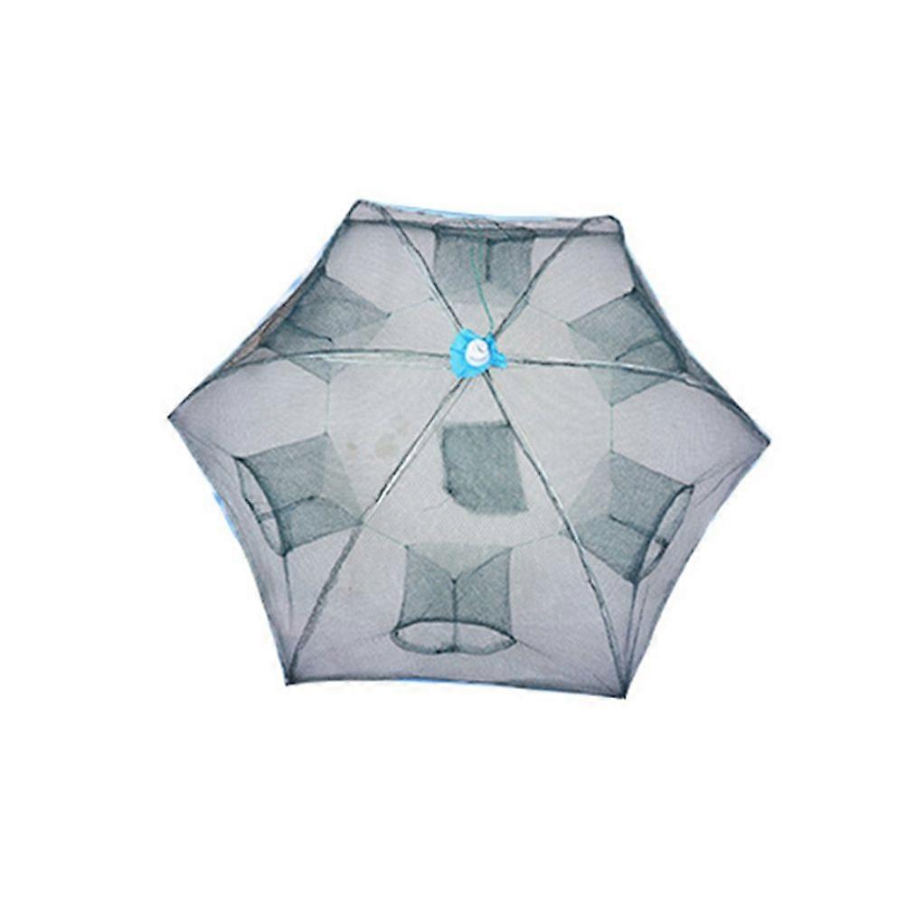 Auto Folding Bait Cast Mesh Trap Net Portable Fishing Landing Net Shrimp Cage for Fish Lobster Prawn Minnow Crayfish Crab Floating Circle - 6 Holes Sm