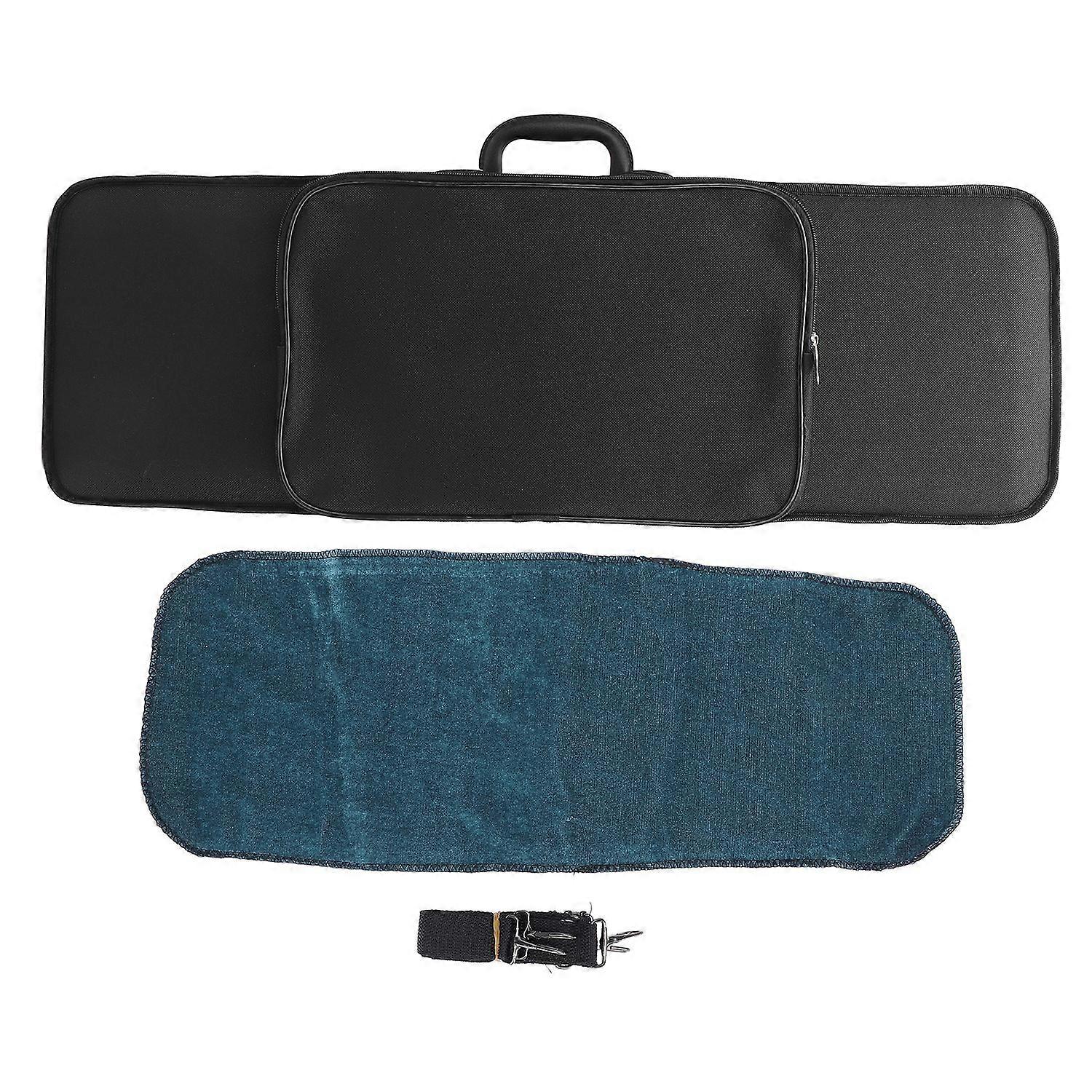 1/2 Violin Travel Case Velvet Lining Multi Pockets Violin Carrying Bag with Adjustable Strap Black