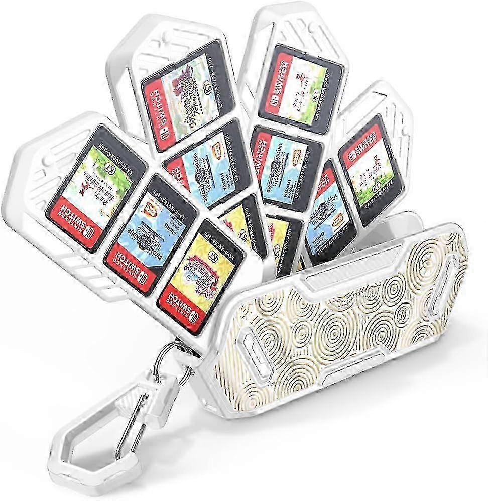 ba 12 Switch Game Card Case Holder for Nintendo Switch Game Cards, Portable and Exquisite Protective Hard Shell with 4 L White/Gold