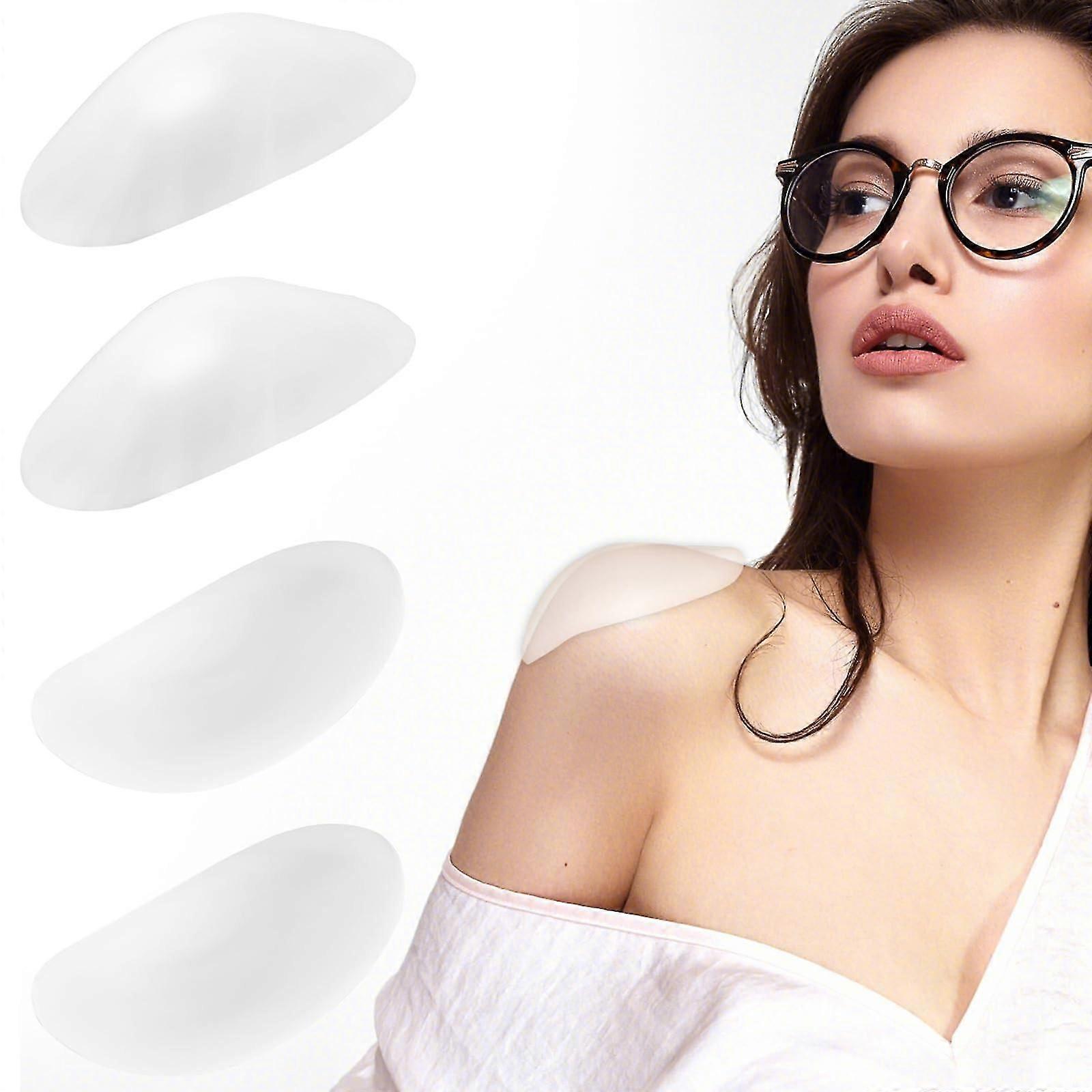2 Pairs Silicone Shoulder Pads, Invisible Non-skidding Shoulder Push-up Pads Reusable Shoulders Enhancer Sticky