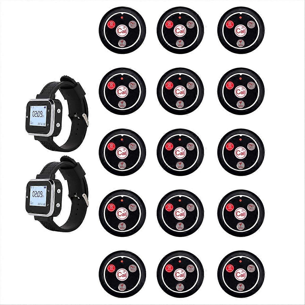 Cafe Waiter Service Buzzer 15 Table Call Button Transmitter 2 Watch Waiter Pager Wireless Calling Sy