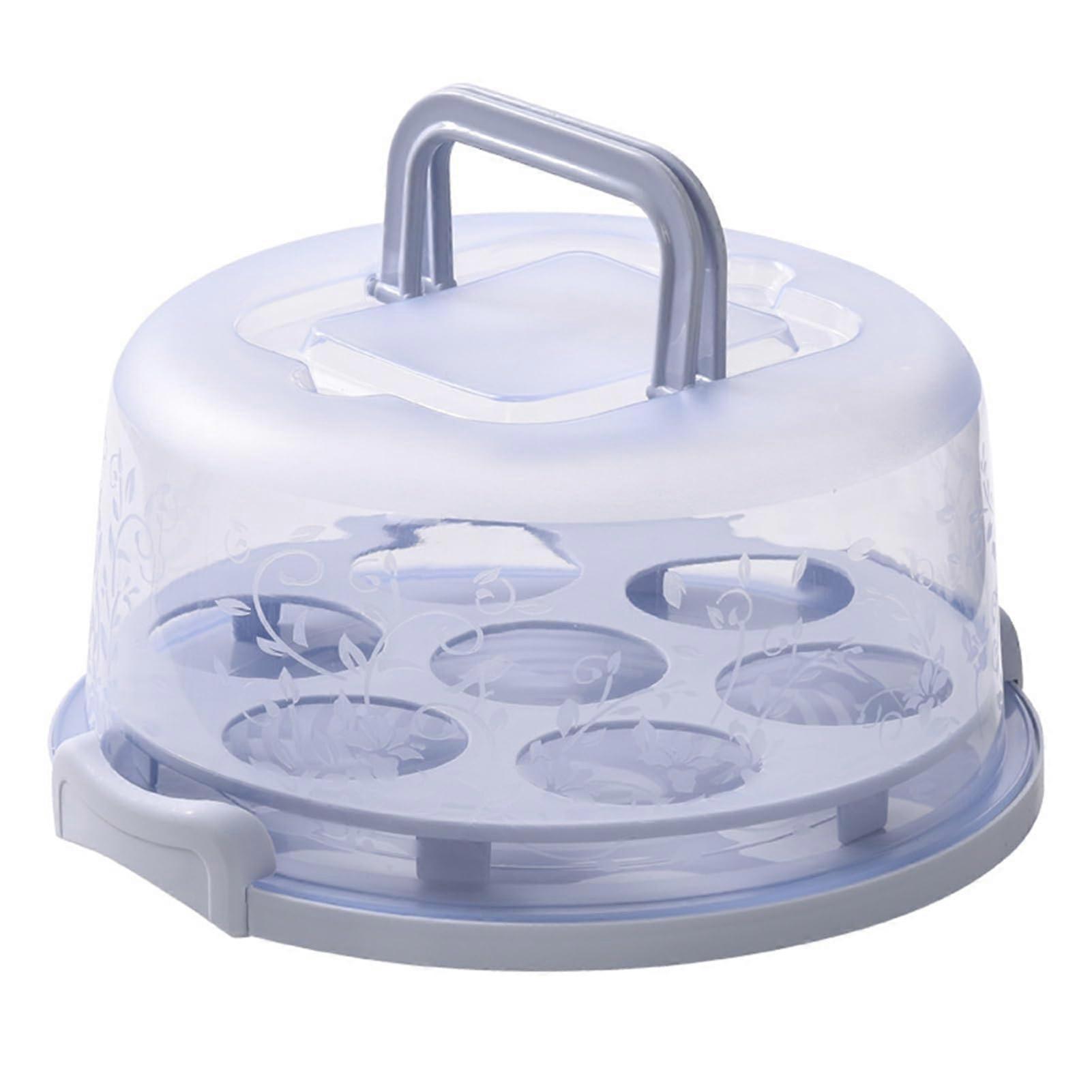 Transparent Cake Carrier with Lid and Handles for 10 Inch Cakes and 7 Cupcakes Storage Container