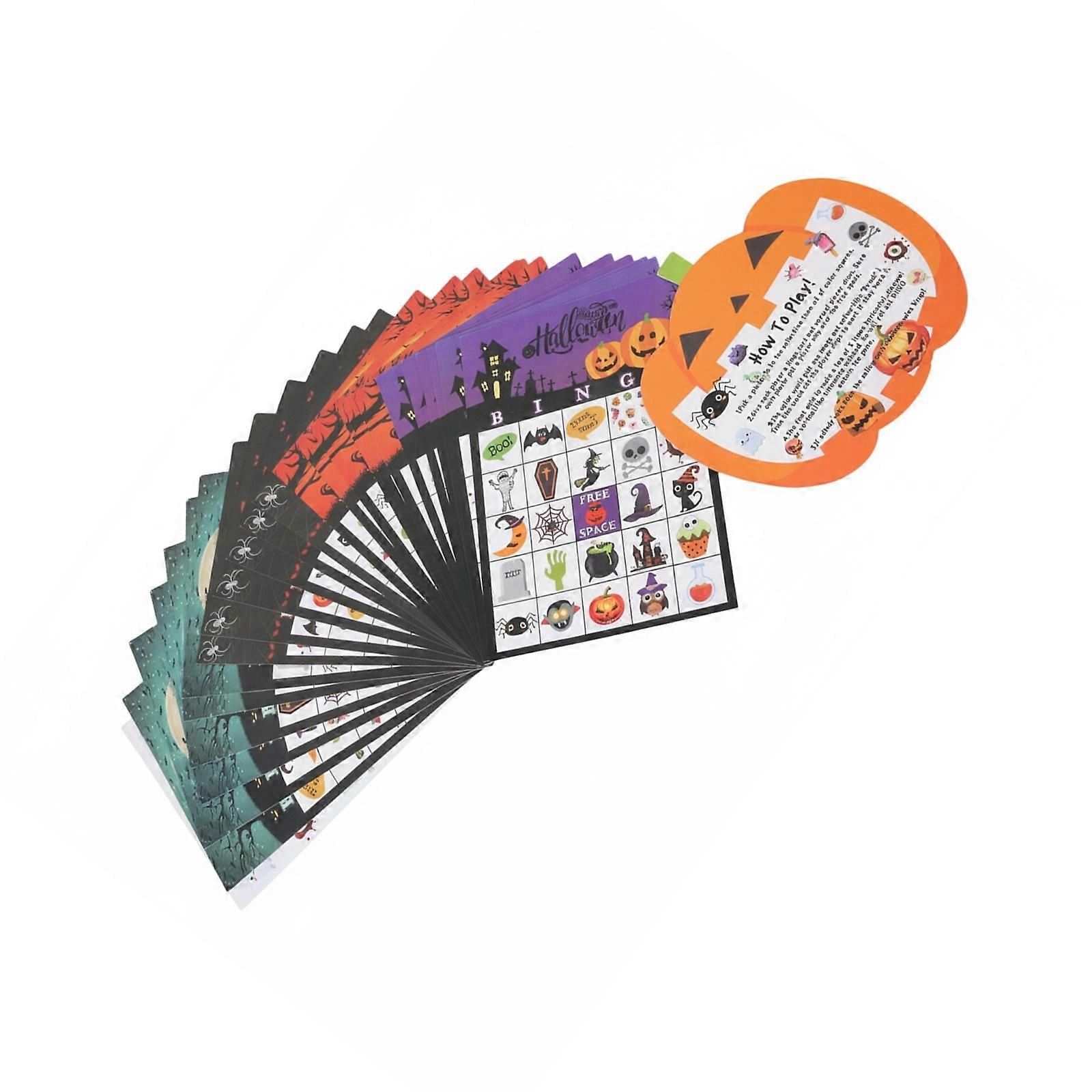 24 Piece Halloween Party Bingo Set Featuring Classical Symbols Family Friendly Group Game Paper Materials Multicolor