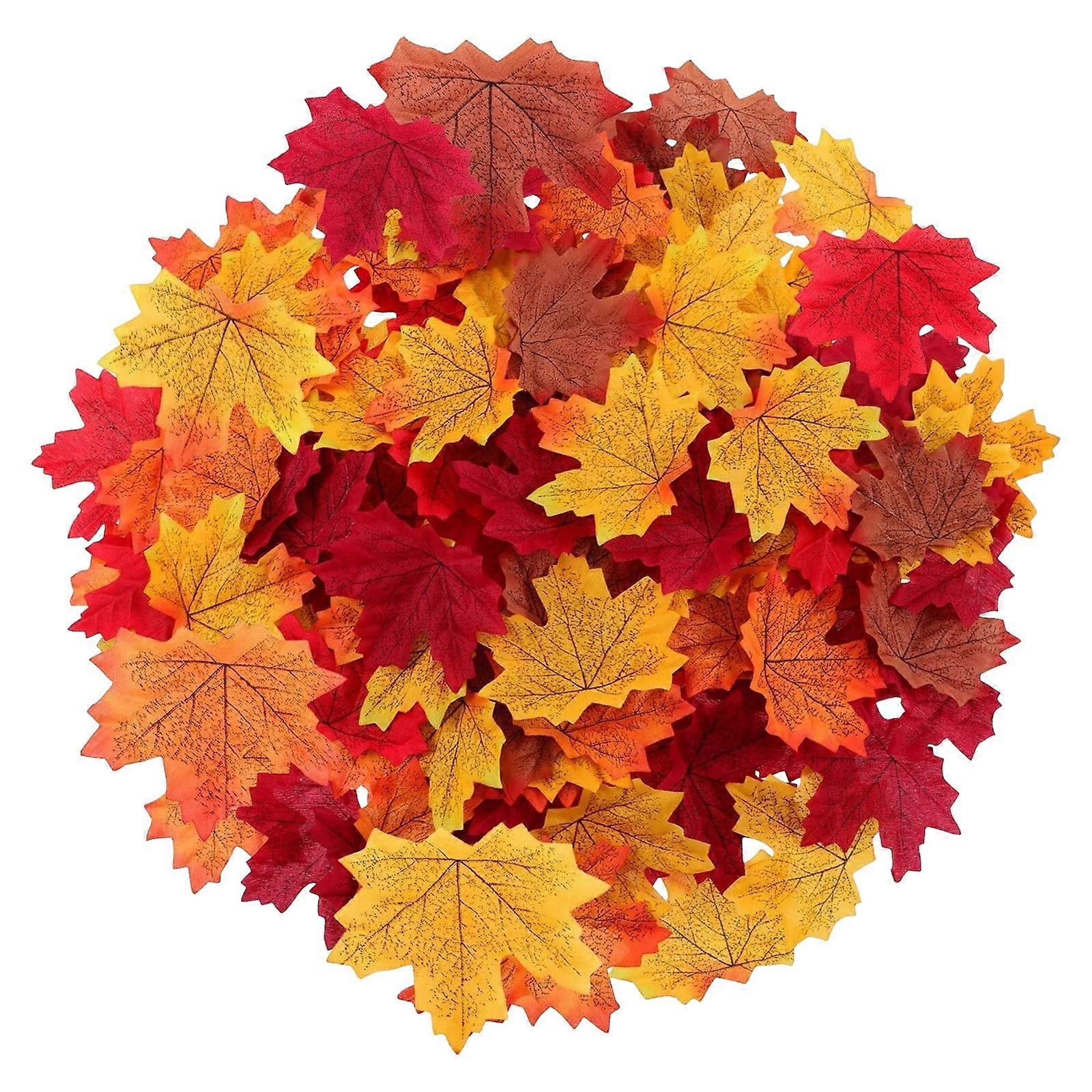 Faux Fall Leaves Set of 400 Artificial Fall Leaves, Perfect for Thanksgiving and Autumn Decorations - Realistic polyester leaves in 8