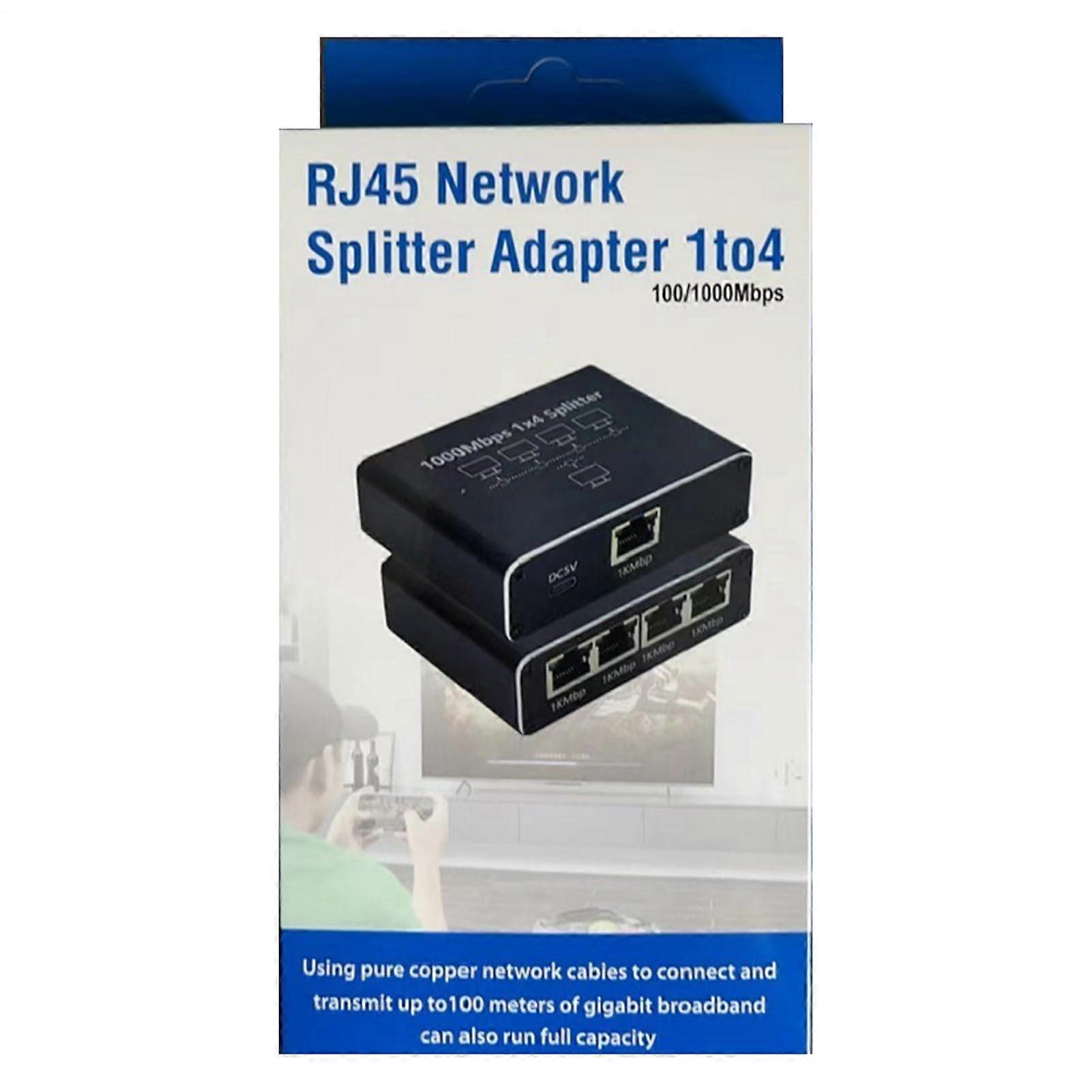 Ethernet Router Splitter 1to4 Network Adapter Cable Extender for PC Laptop TV Box and Home Office Use