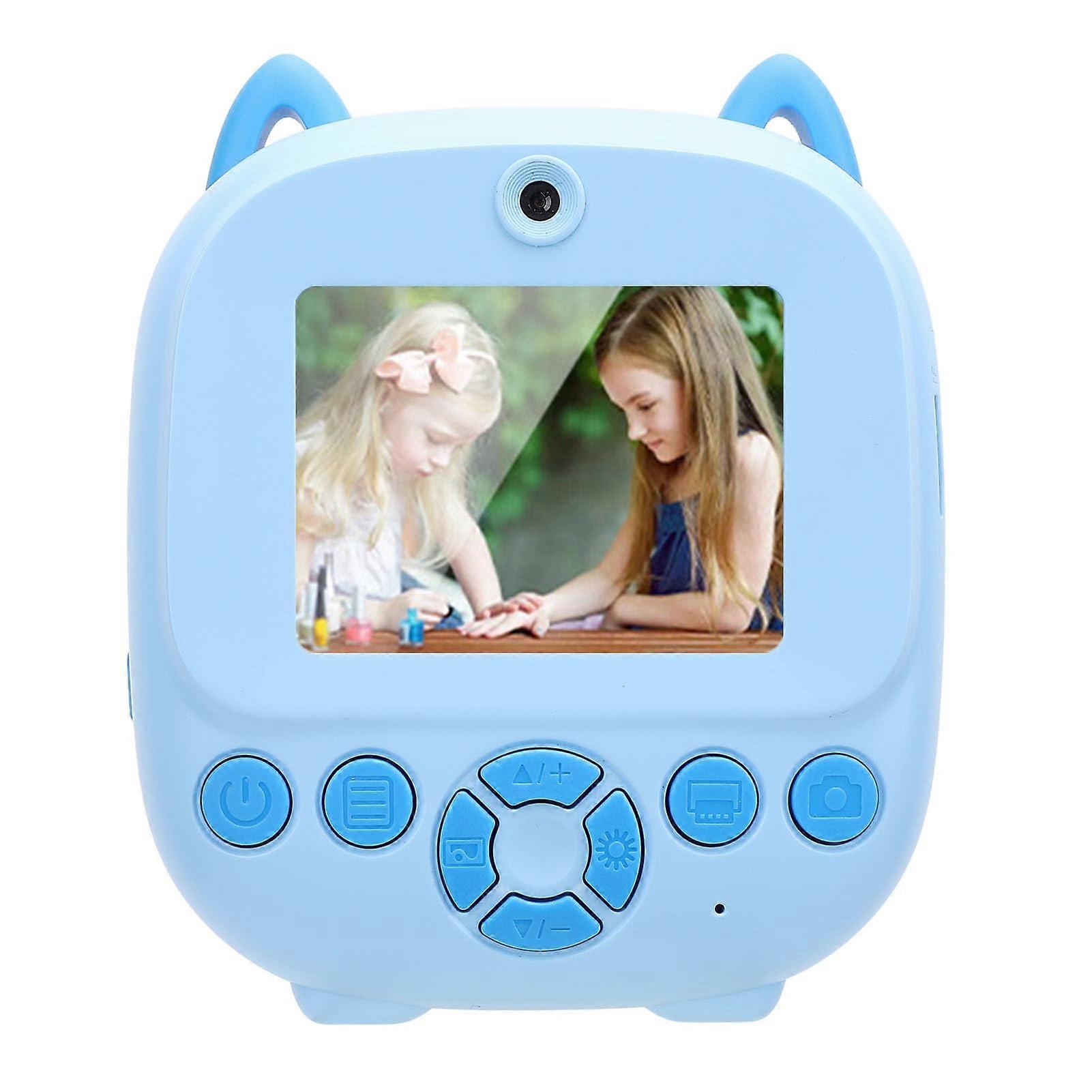 Instant Print Camera 48MP Thermal Printing Digital Dual Lens 6X Zoom 2.4' Screen Blue