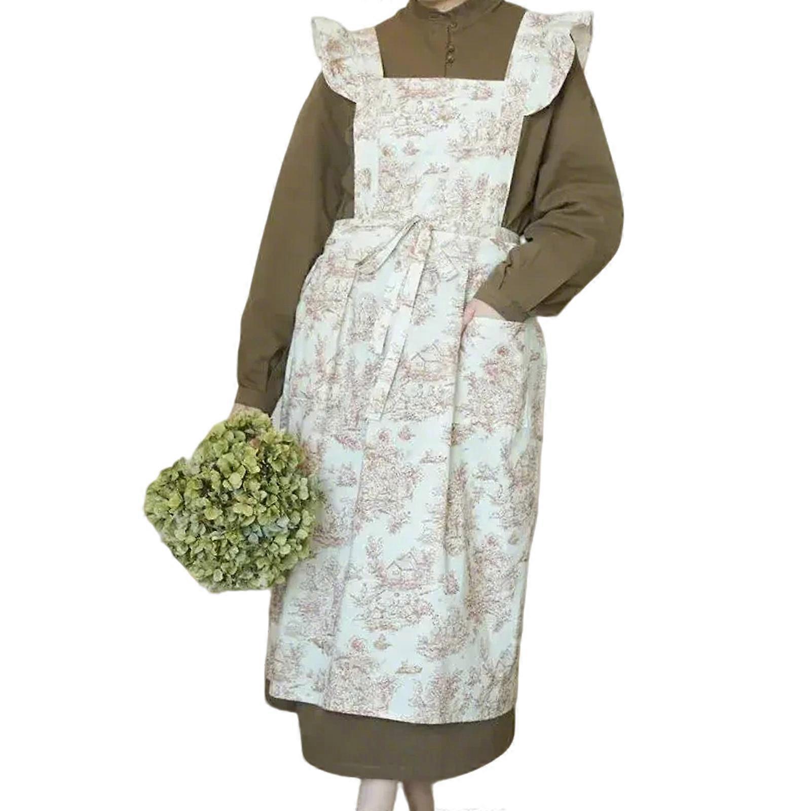 Elegant French Pattern Apron Featuring Elegant Flower Pattern Waterproof Aprons for Kitchen and Cooking Enthusiasts Multicolor