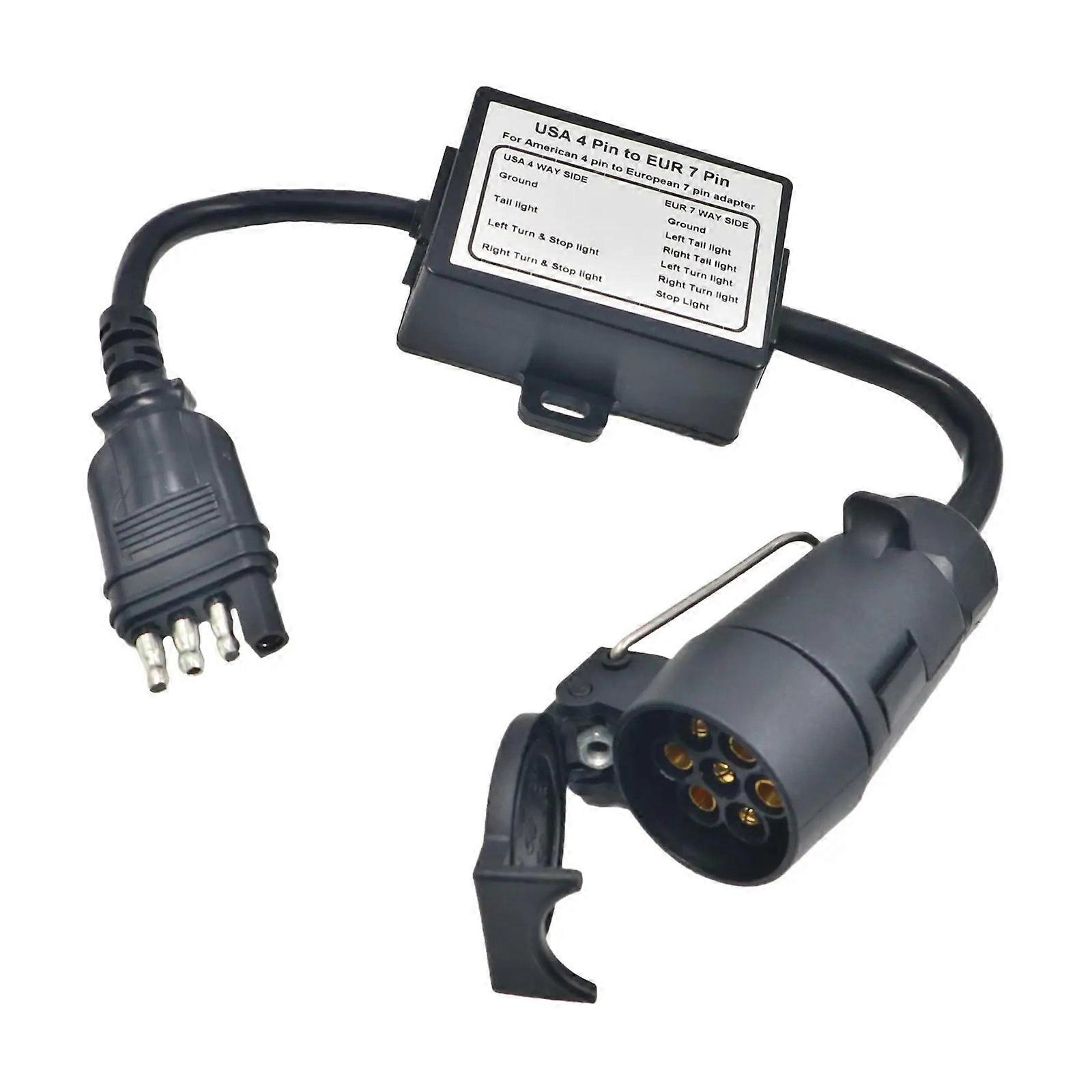 Multifunctional 4 Pin to 7 Pin Trailer Connector Converter for Enhanced Driving Safety Brake And Tail Light Connection Multicolor