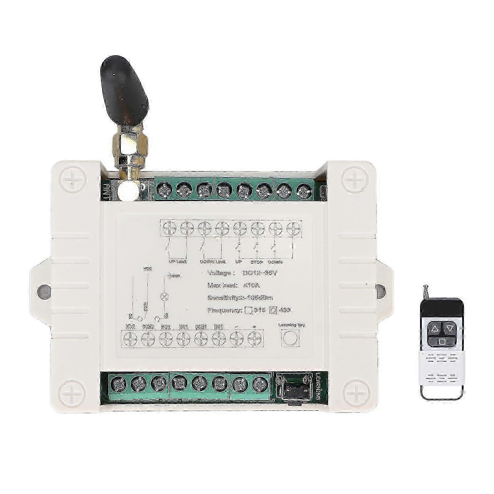 Motor Remote Control Switch DC 12V 24V 36V 433MHz Adjustable Motor Forwards and Reverse Remote Switch for Electric Doors
