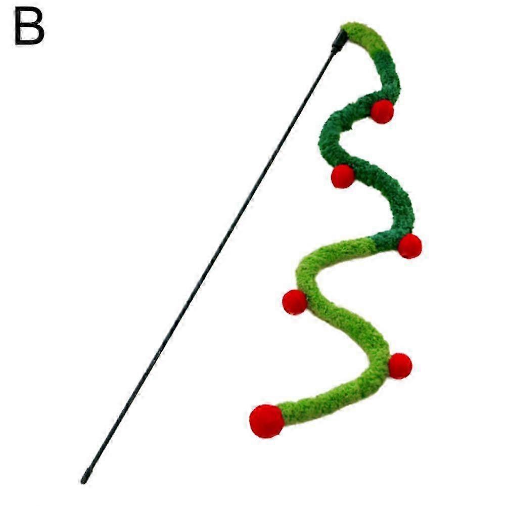 Cat Wand Teaser Stick Fun Playtime Interactive Toy Play Kitten Chase Plush