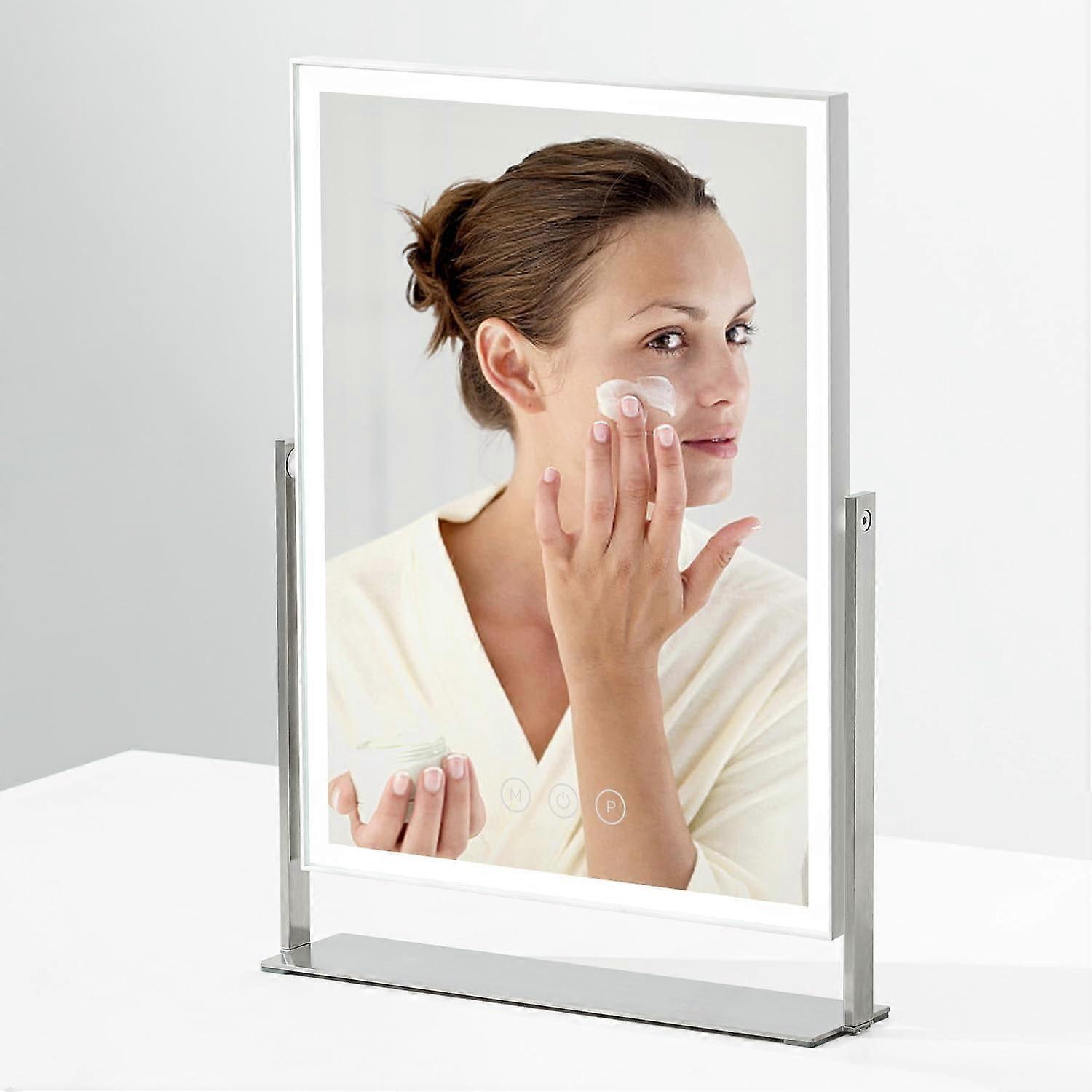 Makeup Mirror with Lights, 14 inch Vanity Mirror with 104 LED Lights, Plug in Table Mirror, Rectangular Desk Mirror with Metal Stand Base