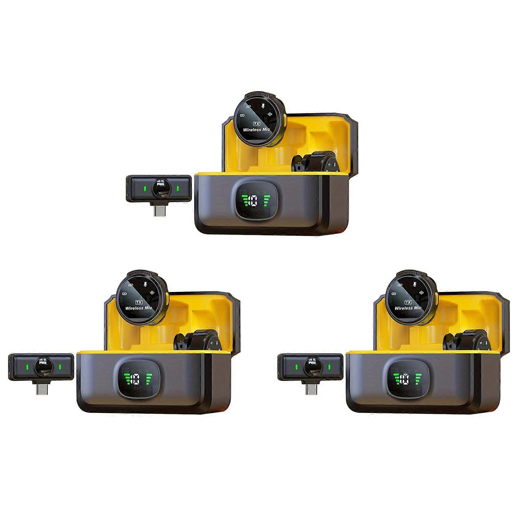 3X J6 Wireless Lavalier Microphone Plug & Play Lapel Mic for Video Recording Vlog Live Streaming & Interviews Type-C