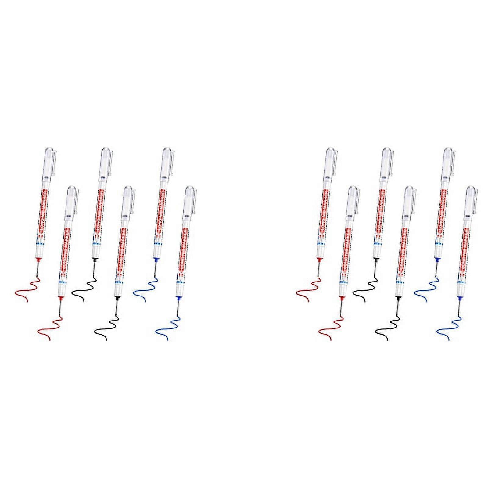 12Pcs Long Deep Hole Marker Multifunction Long Nosed Marker Deep Drill Hole Carpenter Mark Waterproof Marker Pen