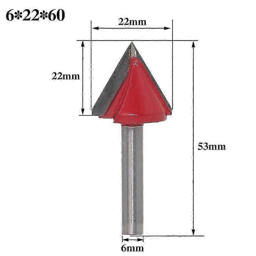 2-Flute V-Groove CNC Router Bit 6x22mm 60° for MDF Woodworking Tools