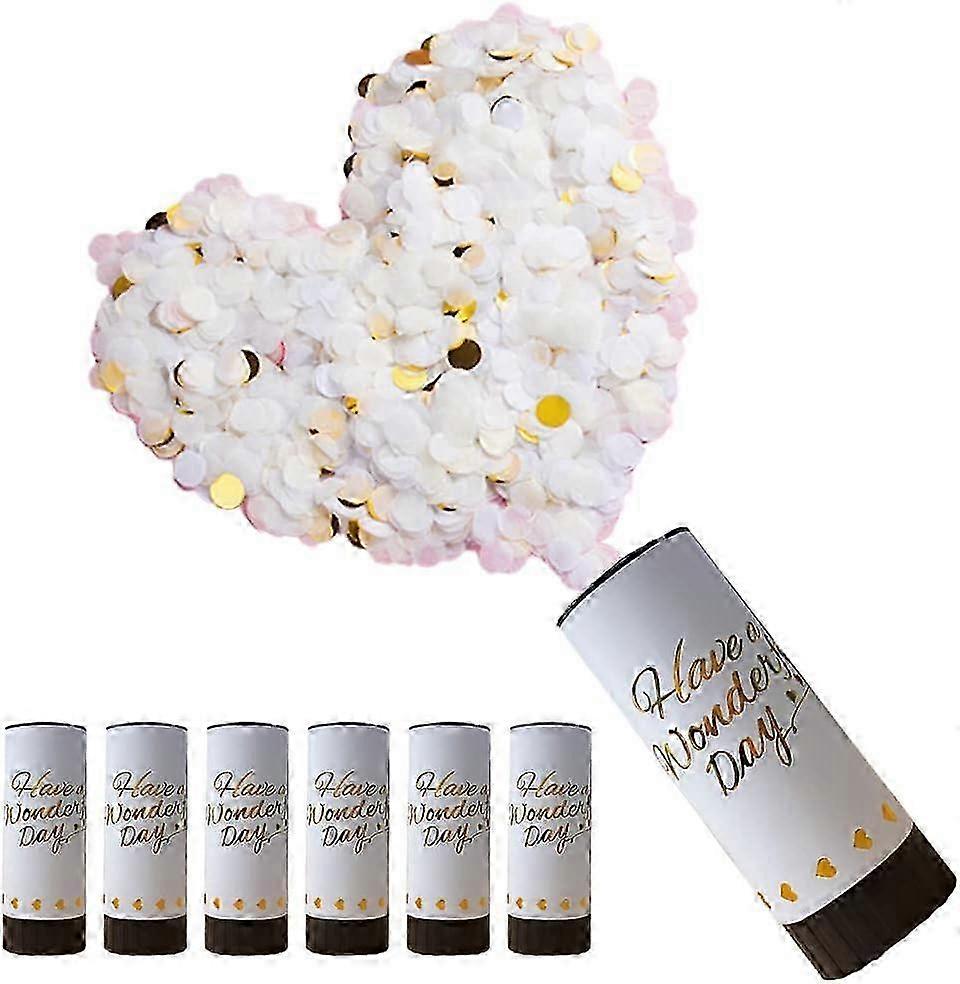 Biodegradable Wedding Confetti Cannons 6 Pcs with Left-Twist Black Turntable