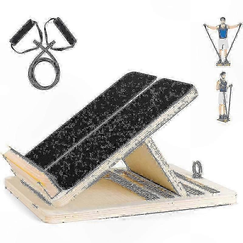 Adjustable Wooden Incline Board for Calf Stretching ExercisesNo tension rope included