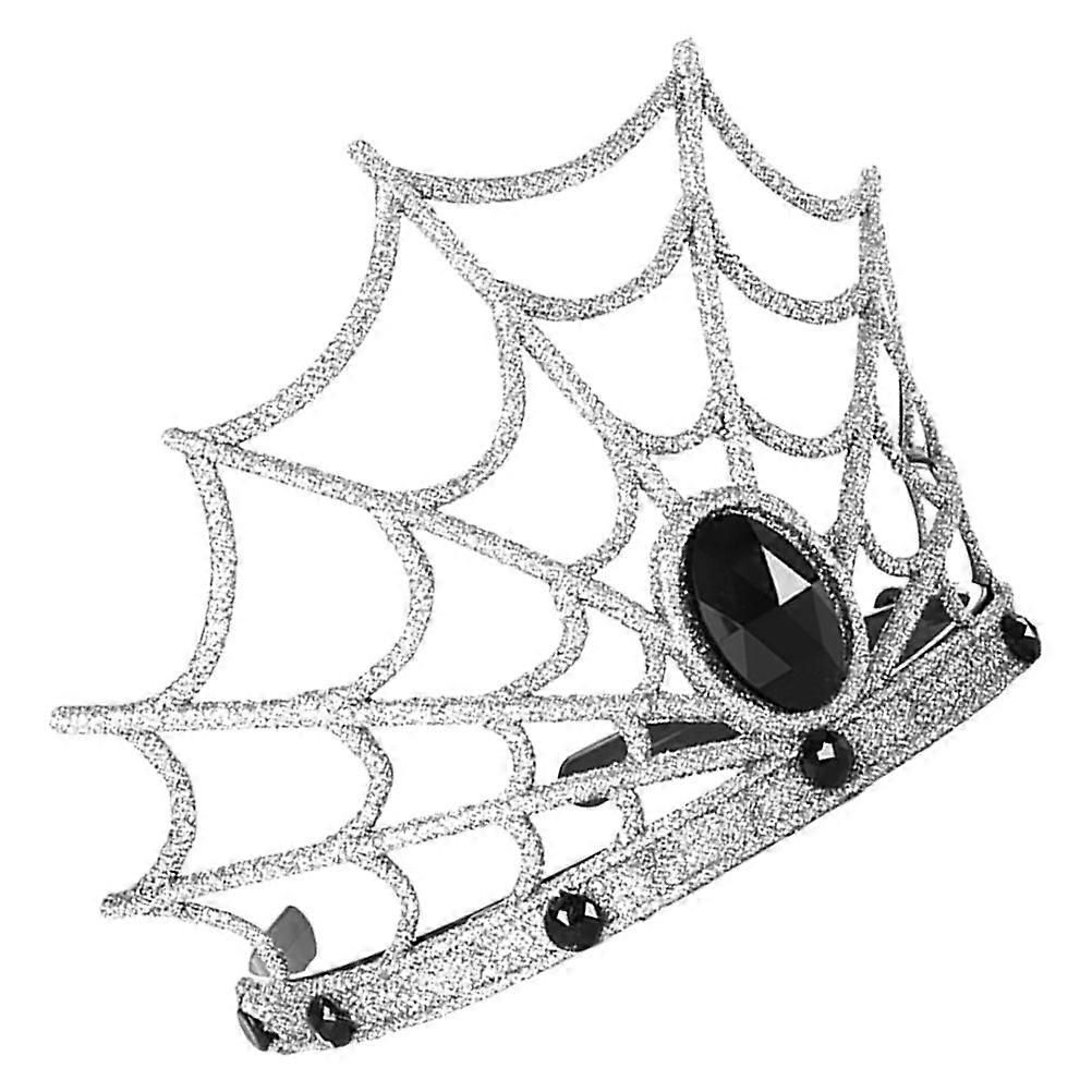 Halloween Spider Web Crown Headband for Party 1Set Silver Accessory
