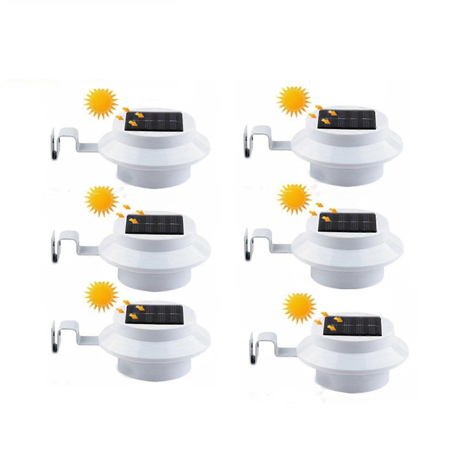6 Pack Solar Powered Gutter Lights NoDrill Weatherproof LED for Deck Fence Patio Garden